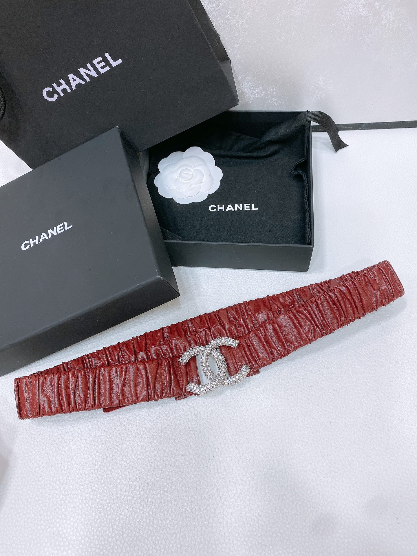 chanel24ccc水钻黄铜logo扣小牛皮银色金属与金色金属3.0cm精品弹力十足百搭优雅码数含扣S