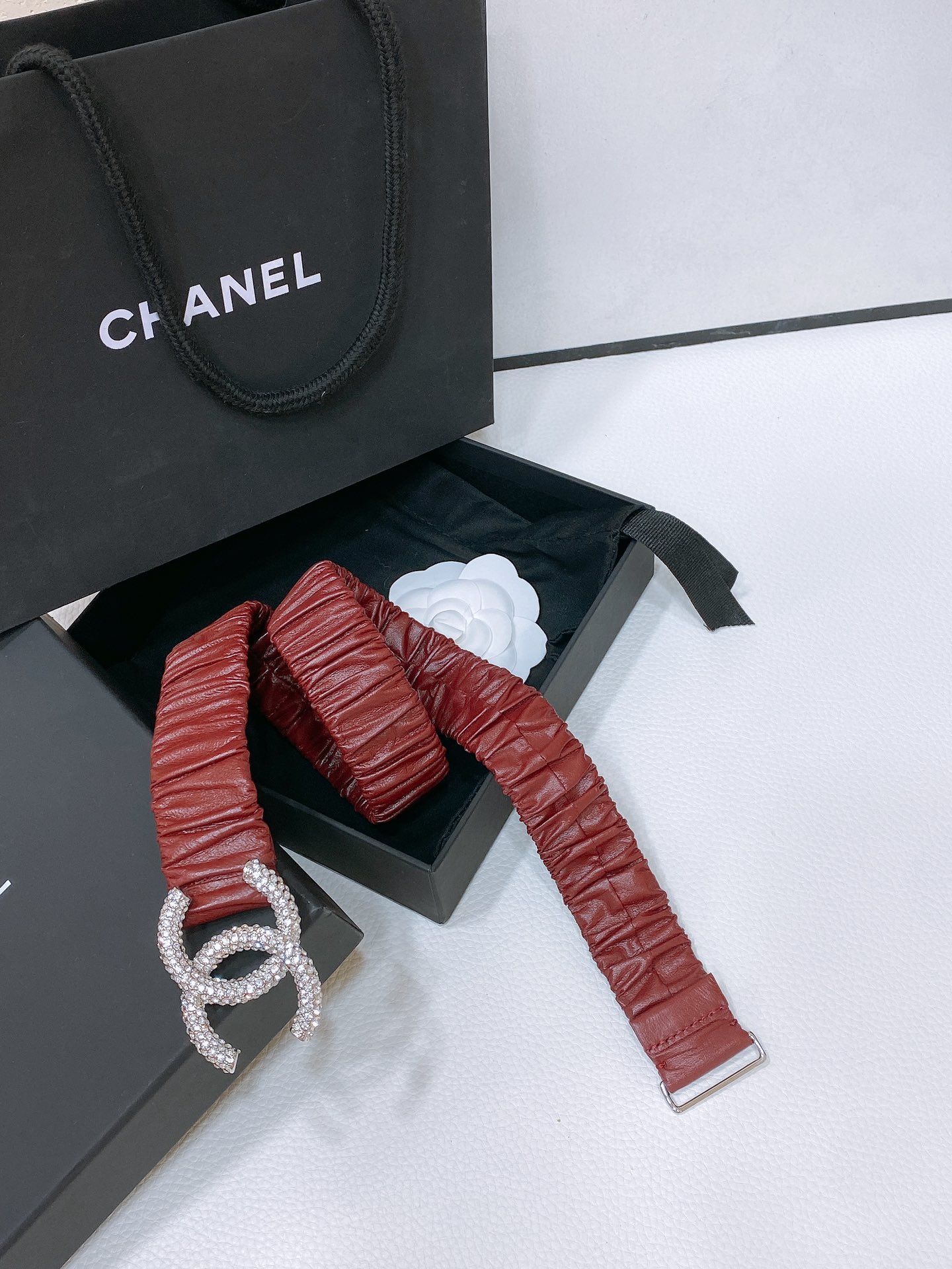 chanel24ccc水钻黄铜logo扣小牛皮银色金属与金色金属3.0cm精品弹力十足百搭优雅码数含扣S