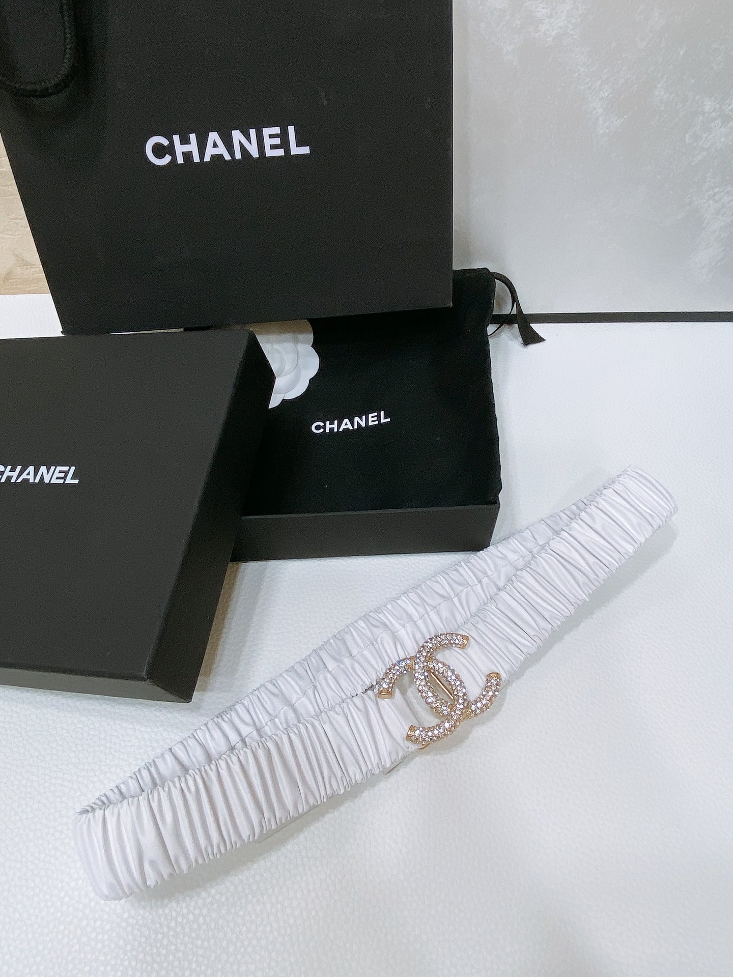 chanel24ccc水钻黄铜logo扣小牛皮银色金属与金色金属3.0cm精品弹力十足百搭优雅码数含扣S