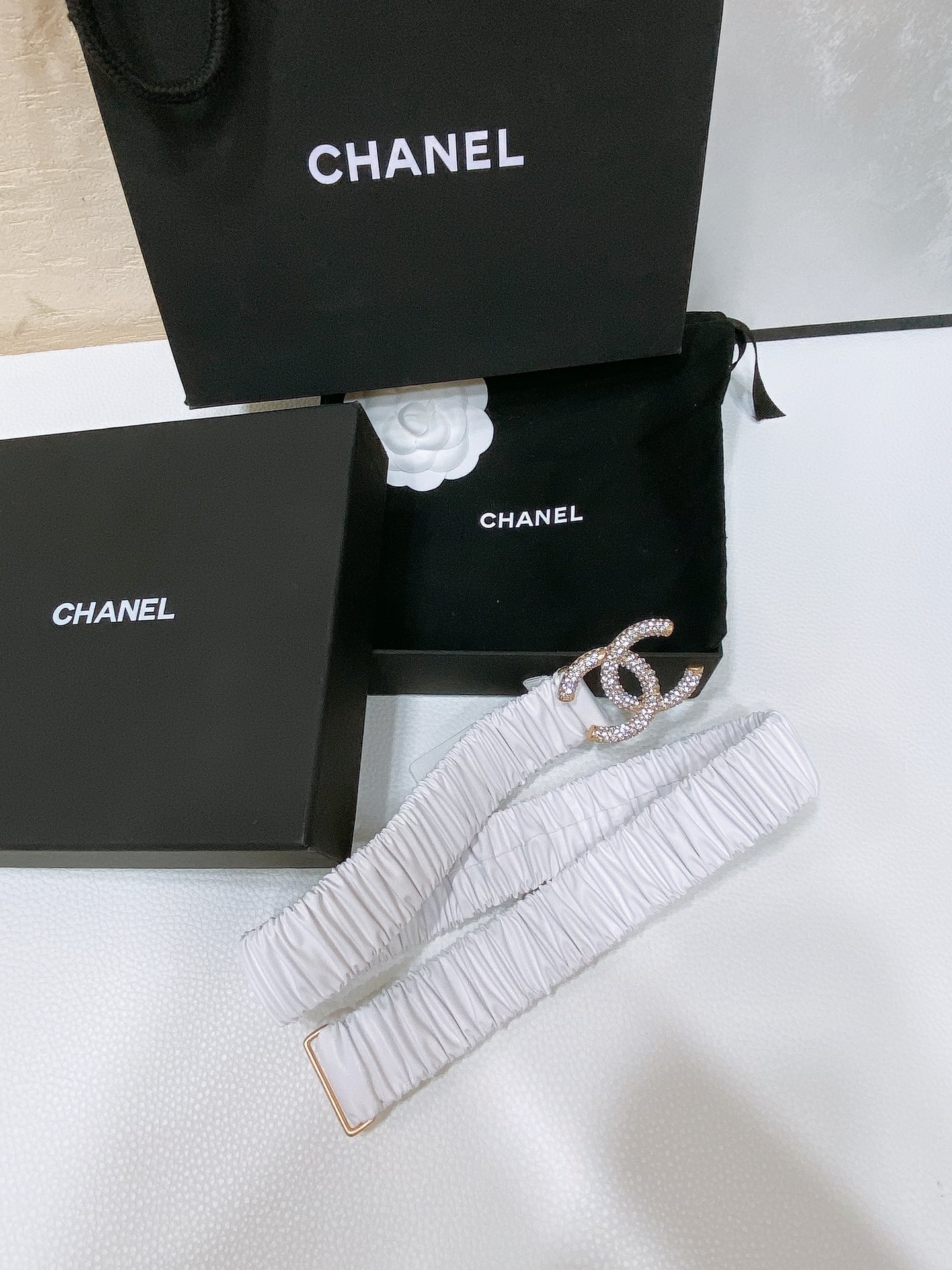 chanel24ccc水钻黄铜logo扣小牛皮银色金属与金色金属3.0cm精品弹力十足百搭优雅码数含扣S