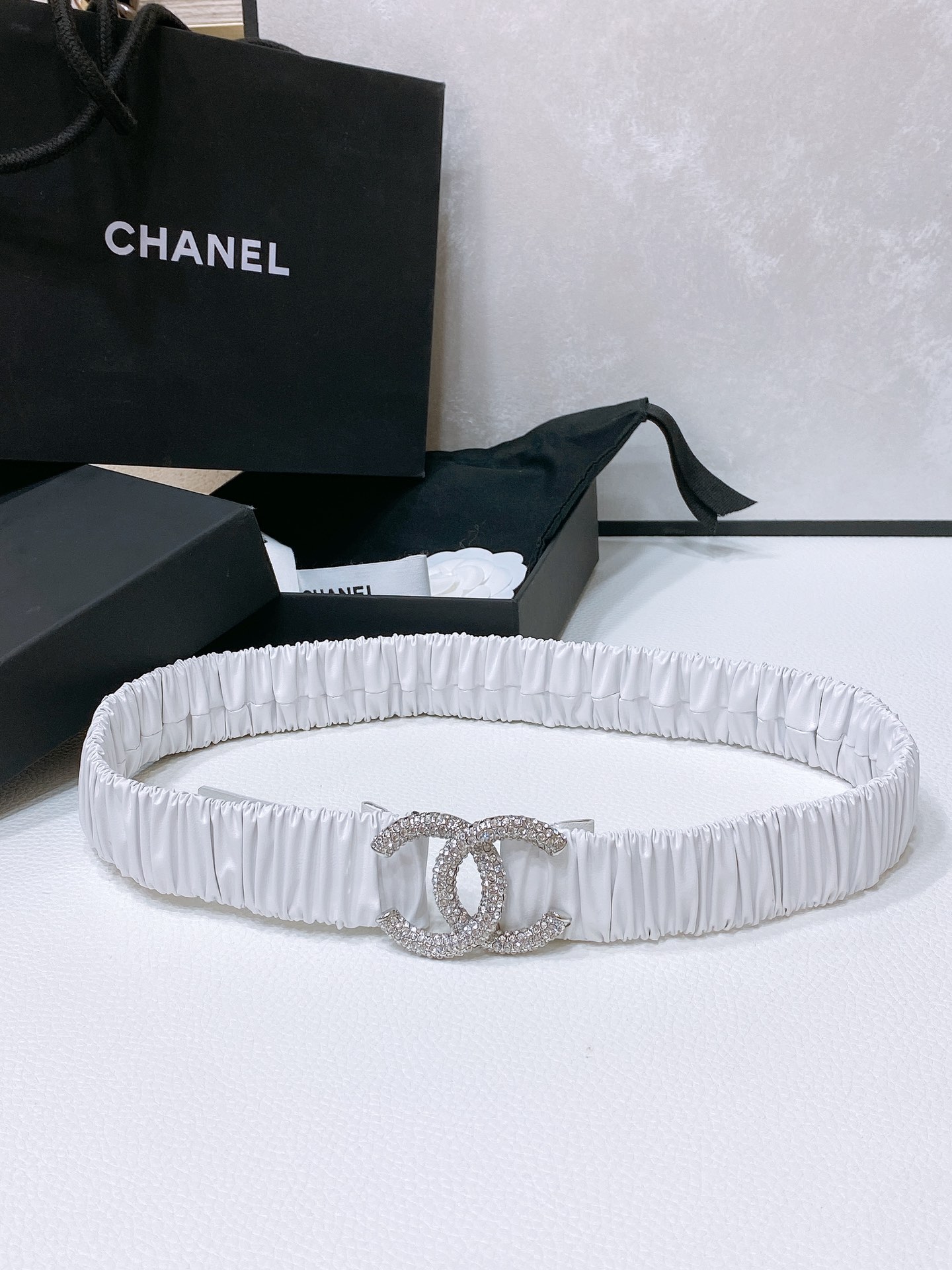 chanel24ccc水钻黄铜logo扣小牛皮银色金属与金色金属3.0cm精品弹力十足百搭优雅码数含扣S