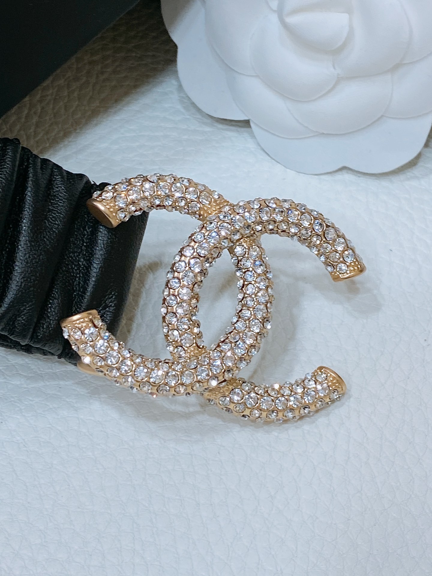 chanel24ccc水钻黄铜logo扣小牛皮银色金属与金色金属3.0cm精品弹力十足百搭优雅码数含扣S