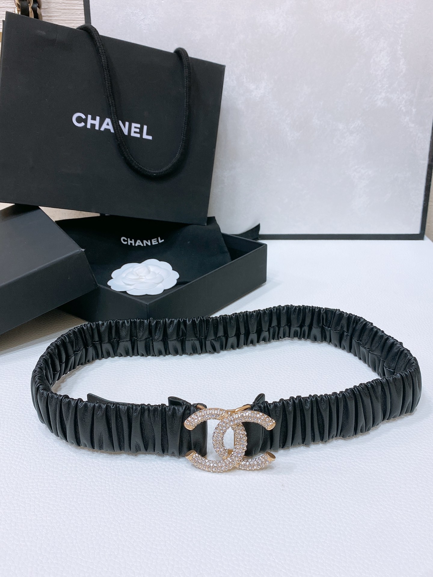 chanel24ccc水钻黄铜logo扣小牛皮银色金属与金色金属3.0cm精品弹力十足百搭优雅码数含扣S