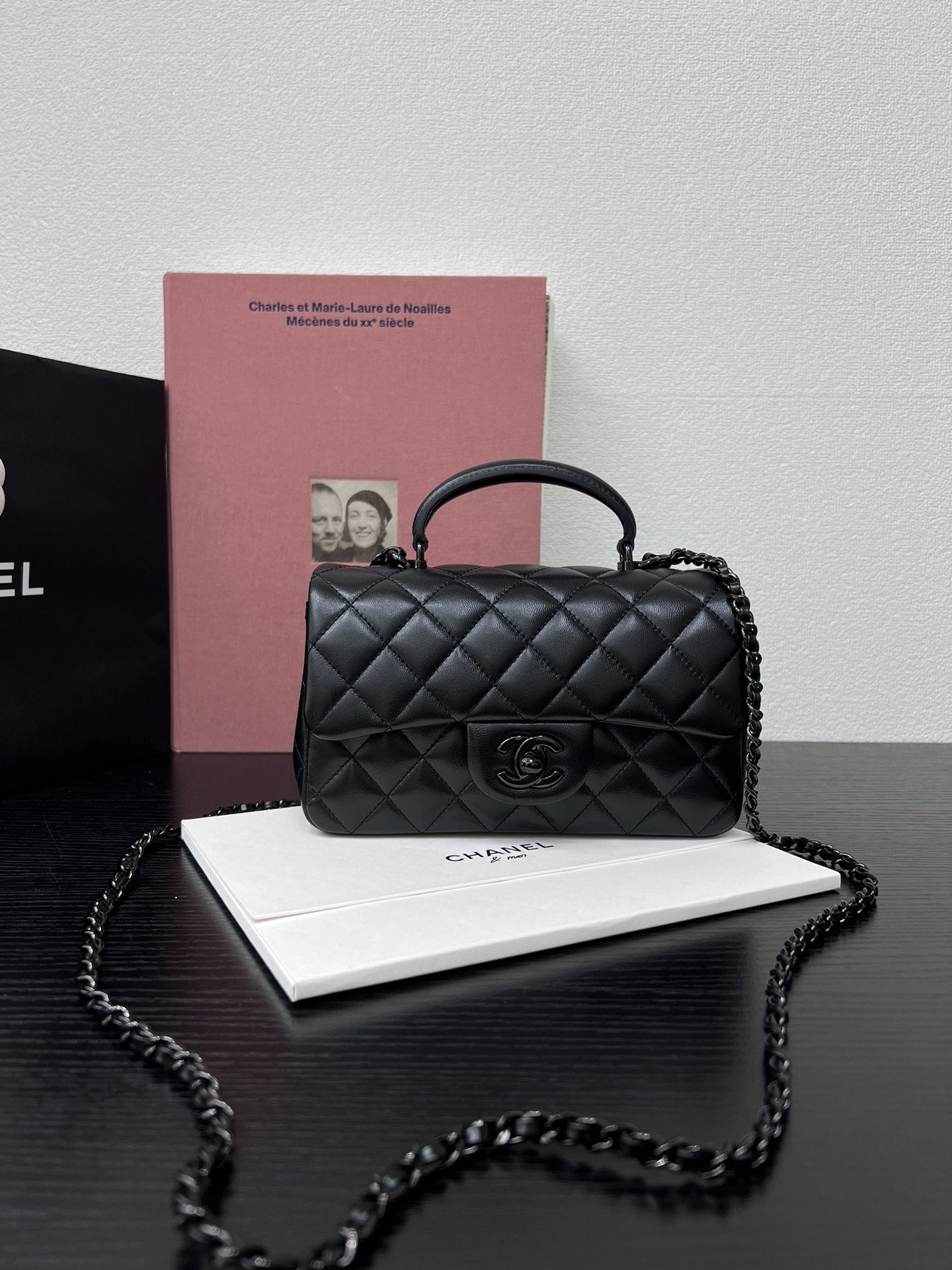 24A nuevo producto totalmente negro edición limitada cuero de cordero oro claro tamaño del hardware: 20 cm x 13 cm x 9 …