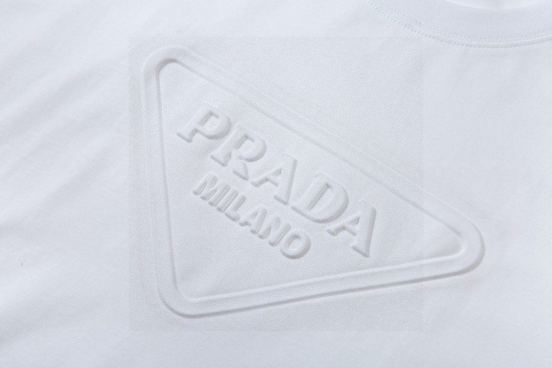 普拉达/Prada 夏季新款高端品质 经典三角压花字母logo圆领短袖T恤