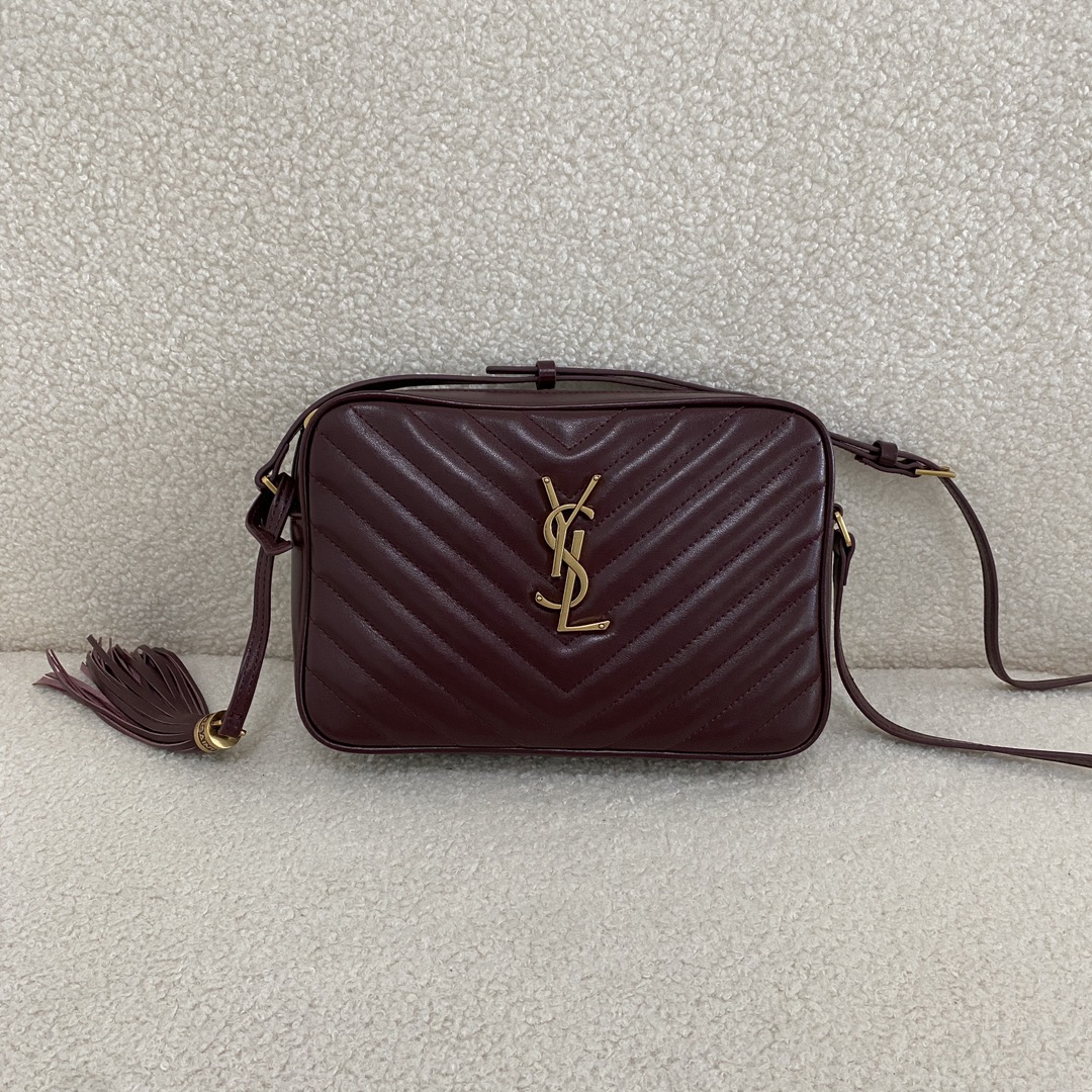 Yves Saint Laurent Taschen Kamerataschen Umhängetaschen  & Schultertaschen Schwarz Maroon Rot Rindsleder Lässig