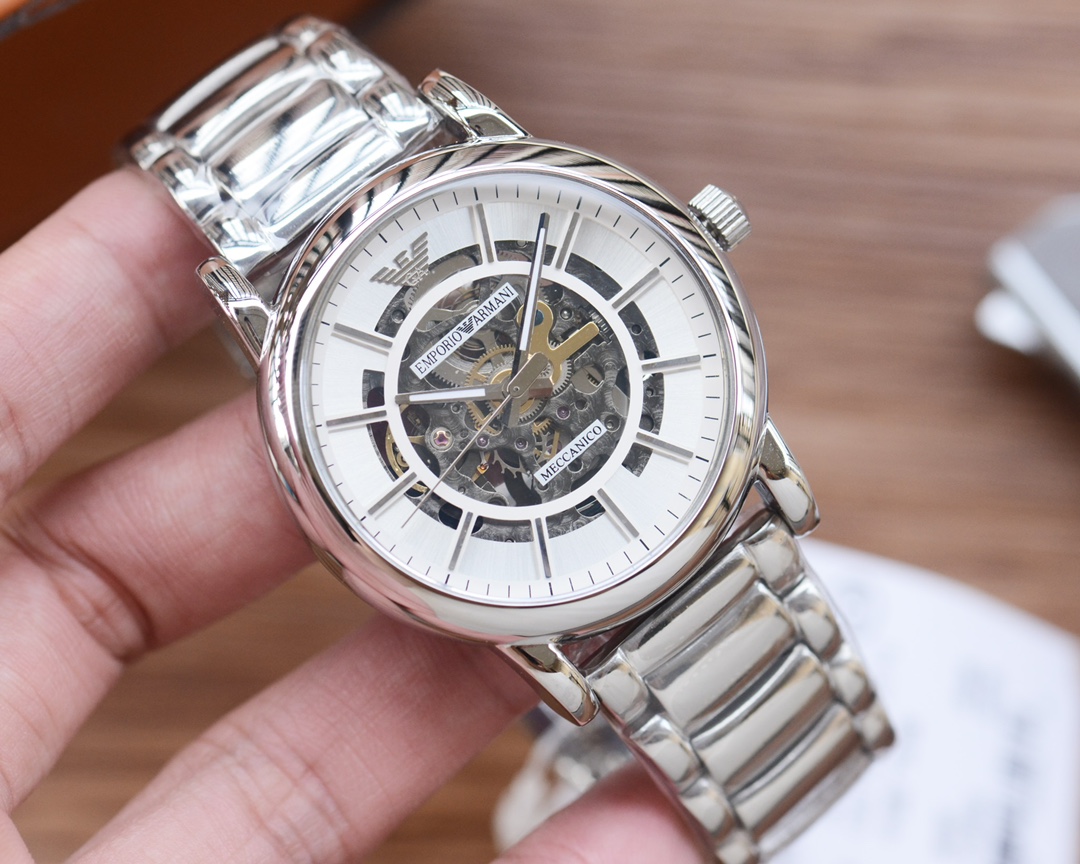 High-Quality Hangzhou Mechanical Watch with 316 Steel, White Leather, and Gold Accents - 图片 2