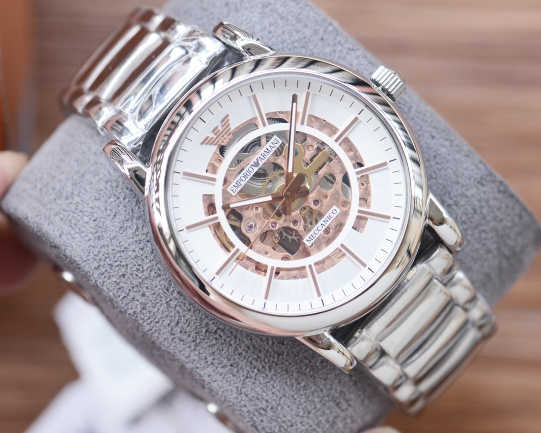 High-Quality Hangzhou Mechanical Watch with 316 Steel, White Leather, and Gold Accents - 图片 5