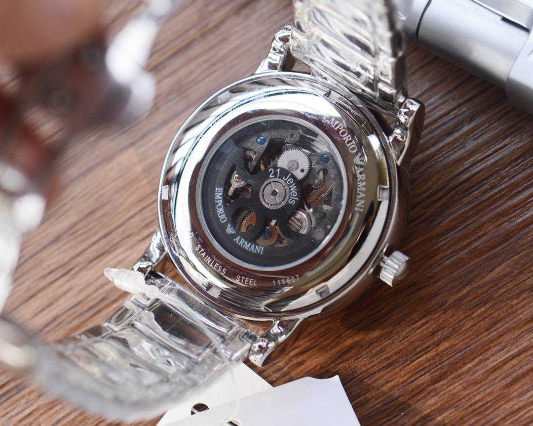 High-Quality Hangzhou Mechanical Watch with 316 Steel, White Leather, and Gold Accents - 图片 9