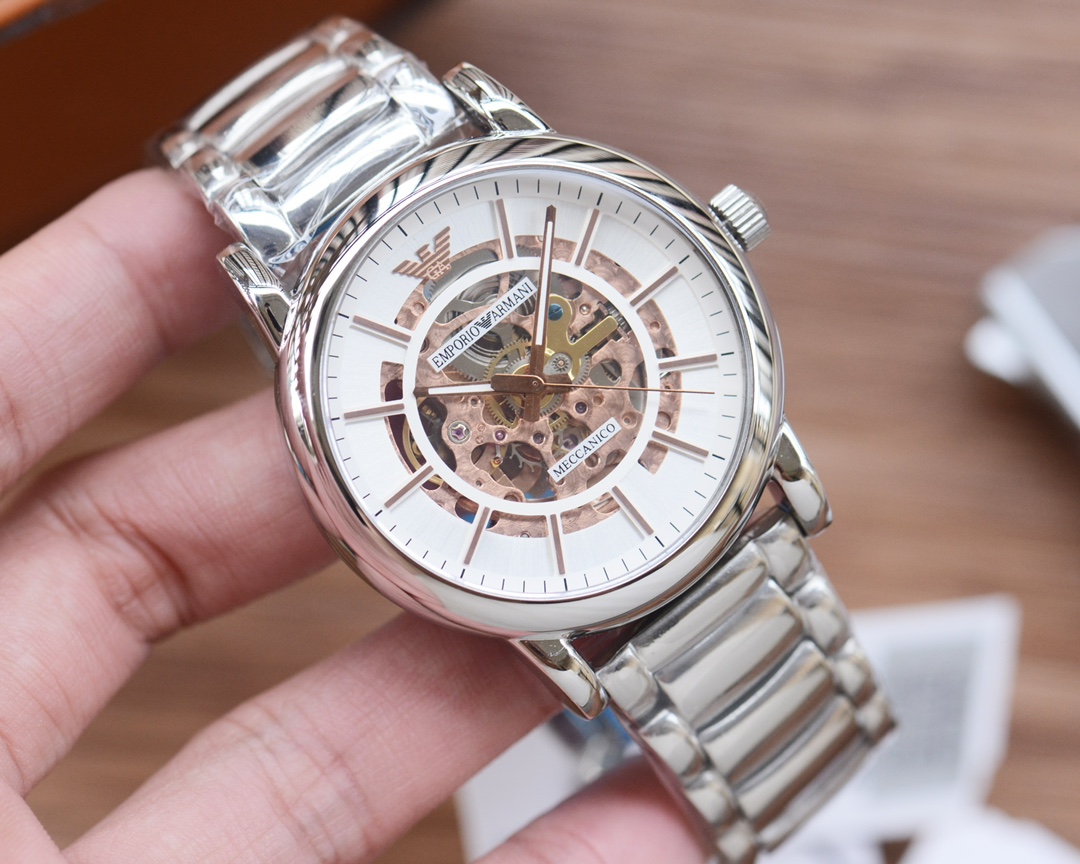 High-Quality Hangzhou Mechanical Watch with 316 Steel, White Leather, and Gold Accents - 图片 3