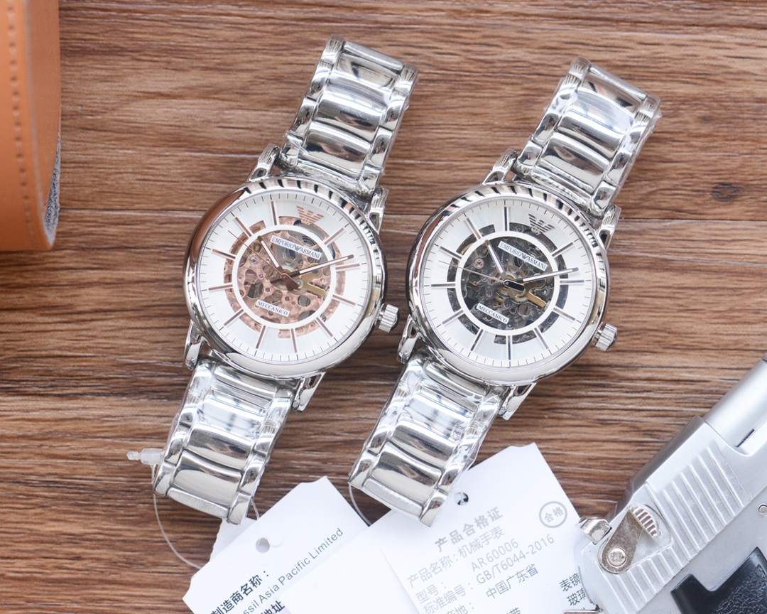 High-Quality Hangzhou Mechanical Watch with 316 Steel, White Leather, and Gold Accents - 图片 1