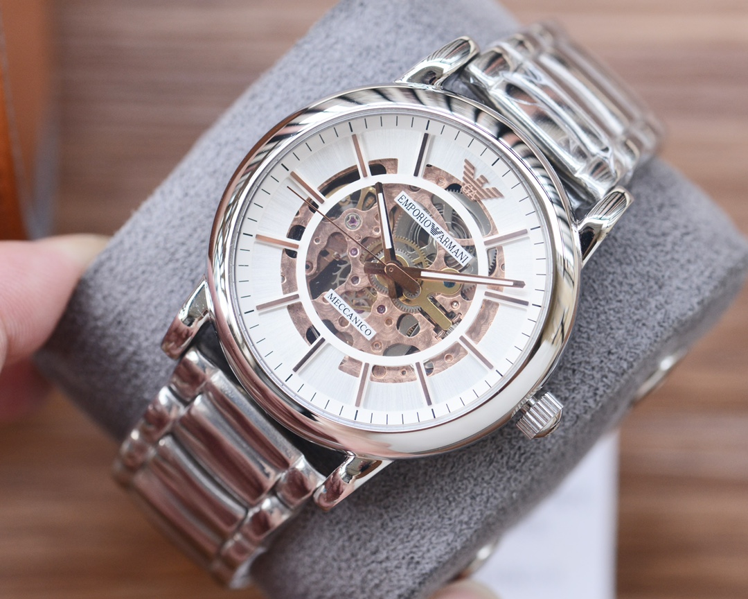 High-Quality Hangzhou Mechanical Watch with 316 Steel, White Leather, and Gold Accents - 图片 4