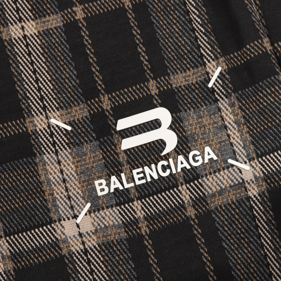 balenciaga/巴黎世家 刺绣徽标格纹长裤 刺绣直线挺直