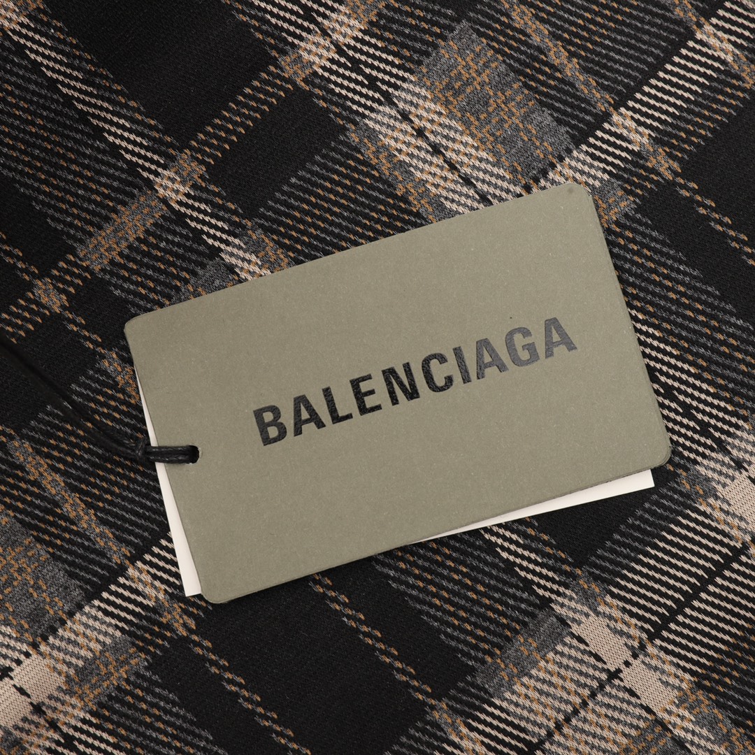 balenciaga/巴黎世家 刺绣徽标格纹长裤 刺绣直线挺直