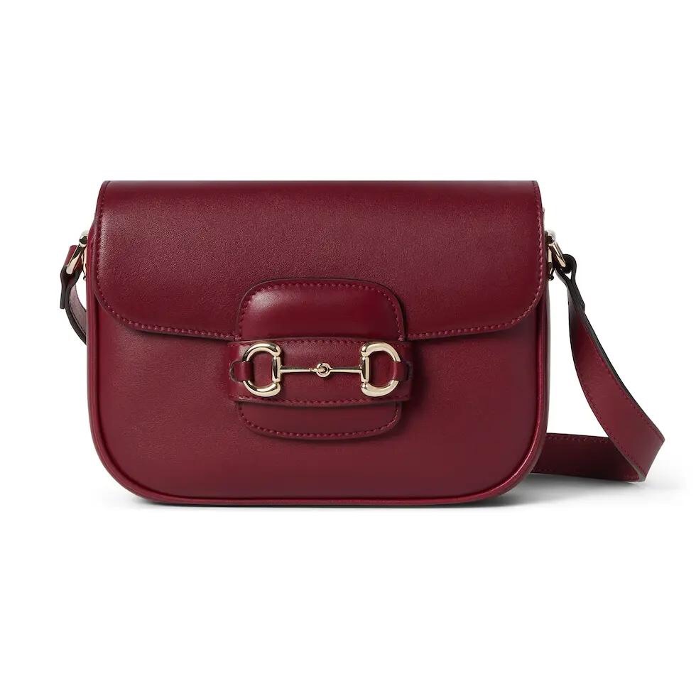 Gucci Horsebit Bolsos de mano Bolsos cruzados y bandoleras Marrón Oro Rojo Algodón 1955 Mini