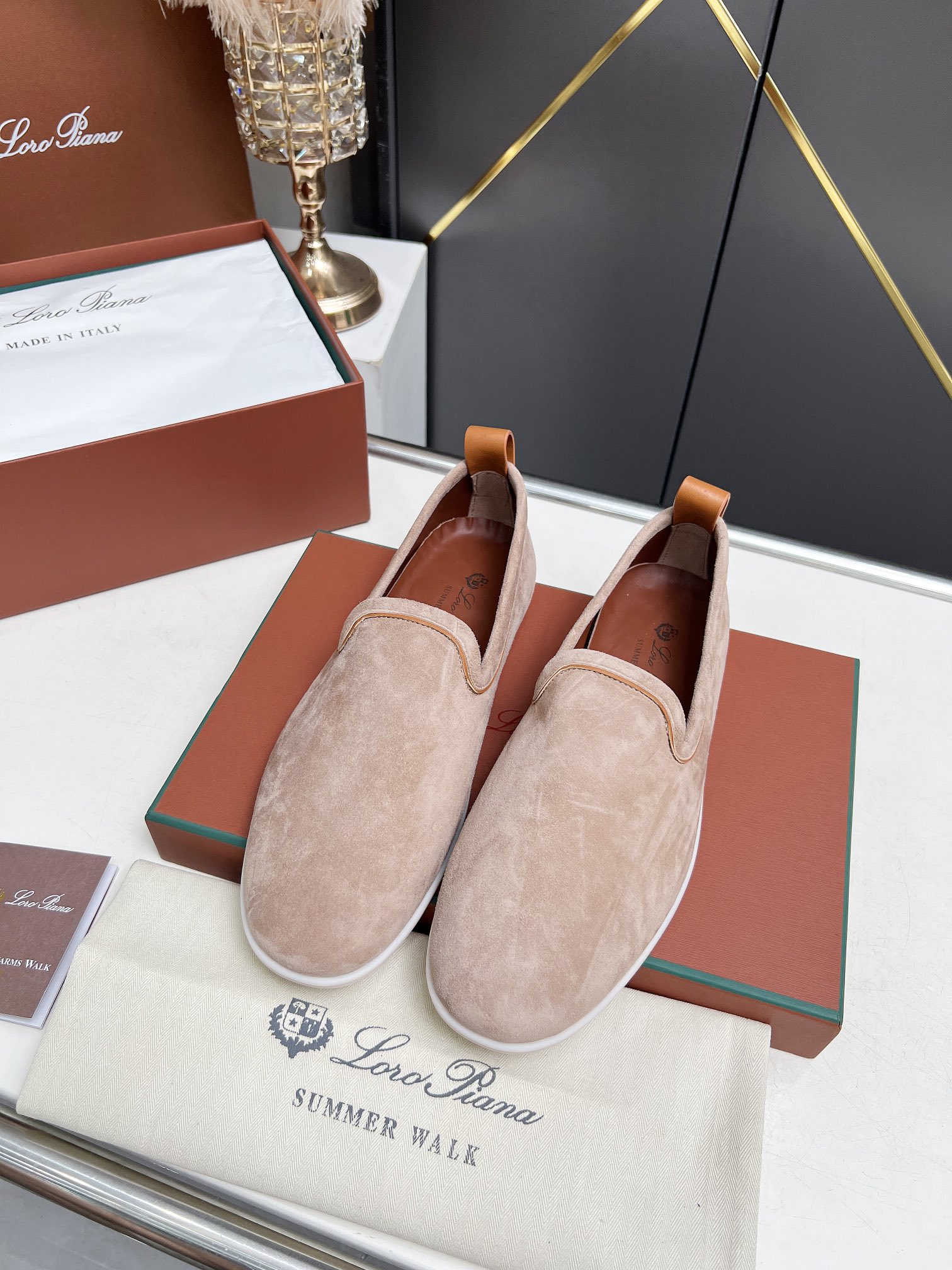 Loro Piana Summer Walk Loafers in Suede Leather - Men's Classic Style