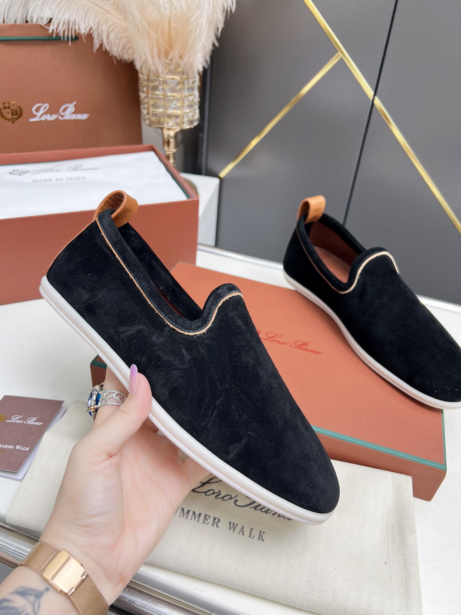 Loro Piana Men's Summer Walk Suede Loafers - Comfortable & Stylish 6 i1722841416 1182 4