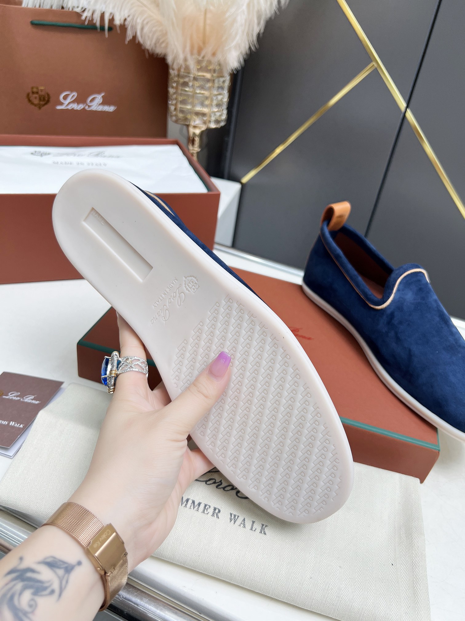 Loro Piana Men's Blue Suede Summer Walk Loafers - Classic Comfort & Style 6 i1722841683 1116 4