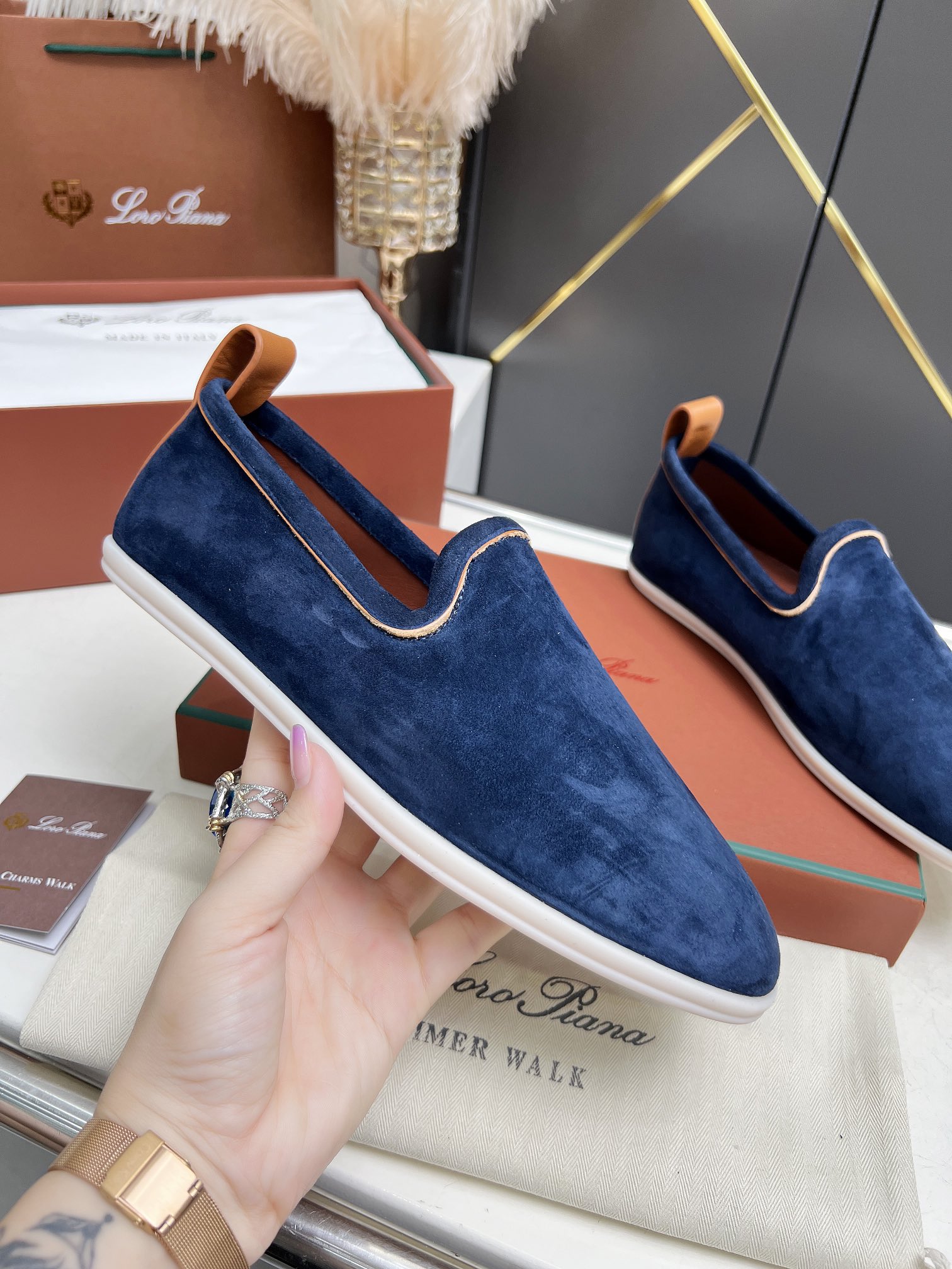 Loro Piana Men's Blue Suede Summer Walk Loafers - Classic Comfort & Style 7 i1722841683 4509 5