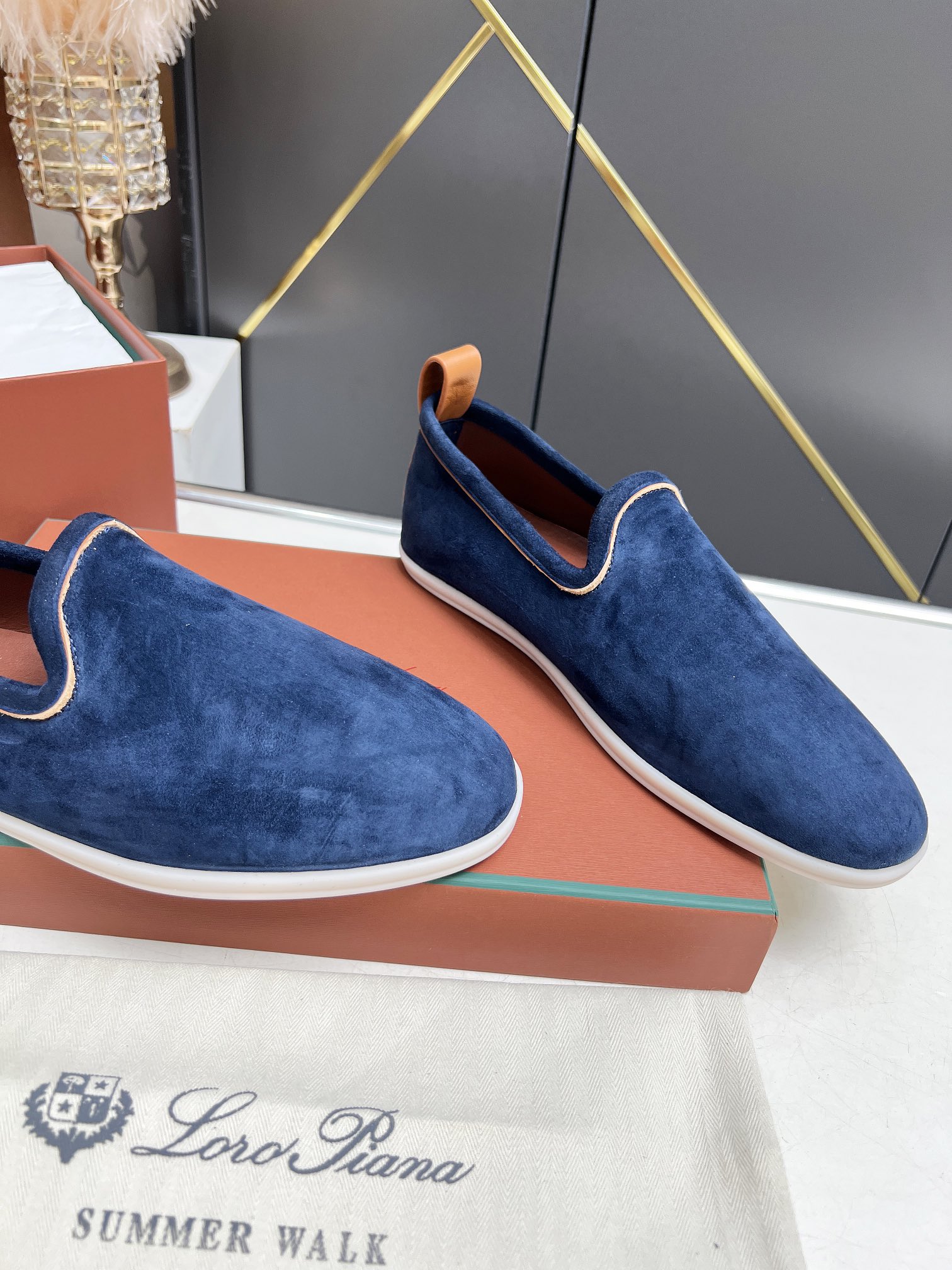 Loro Piana Men's Blue Suede Summer Walk Loafers - Classic Comfort & Style 4 i1722841683 909 2