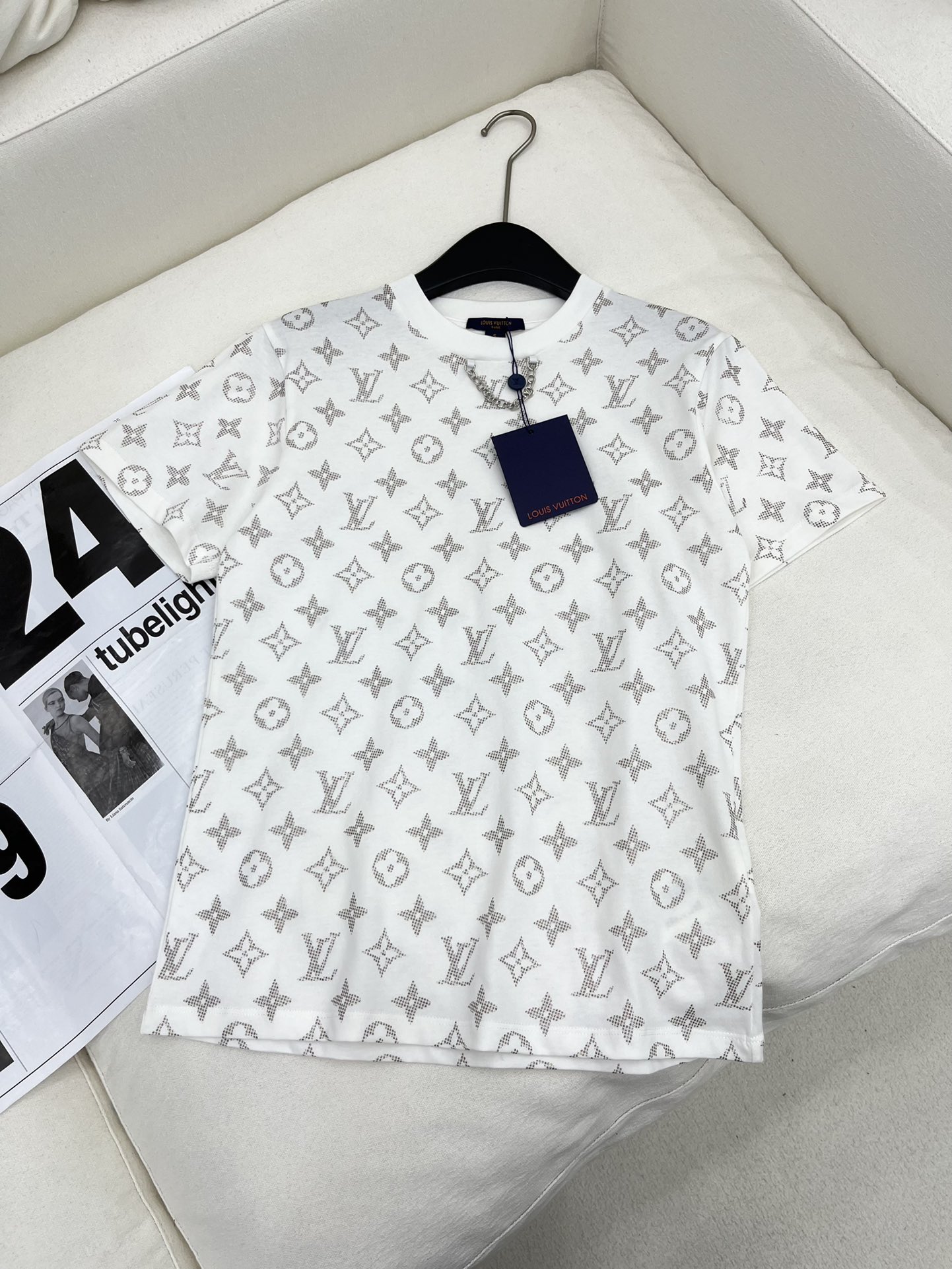 Louis Vuitton AAAAA
 Ropa Camiseta Comprar 1: 1
 Negro Blanco Impresión Manga corta