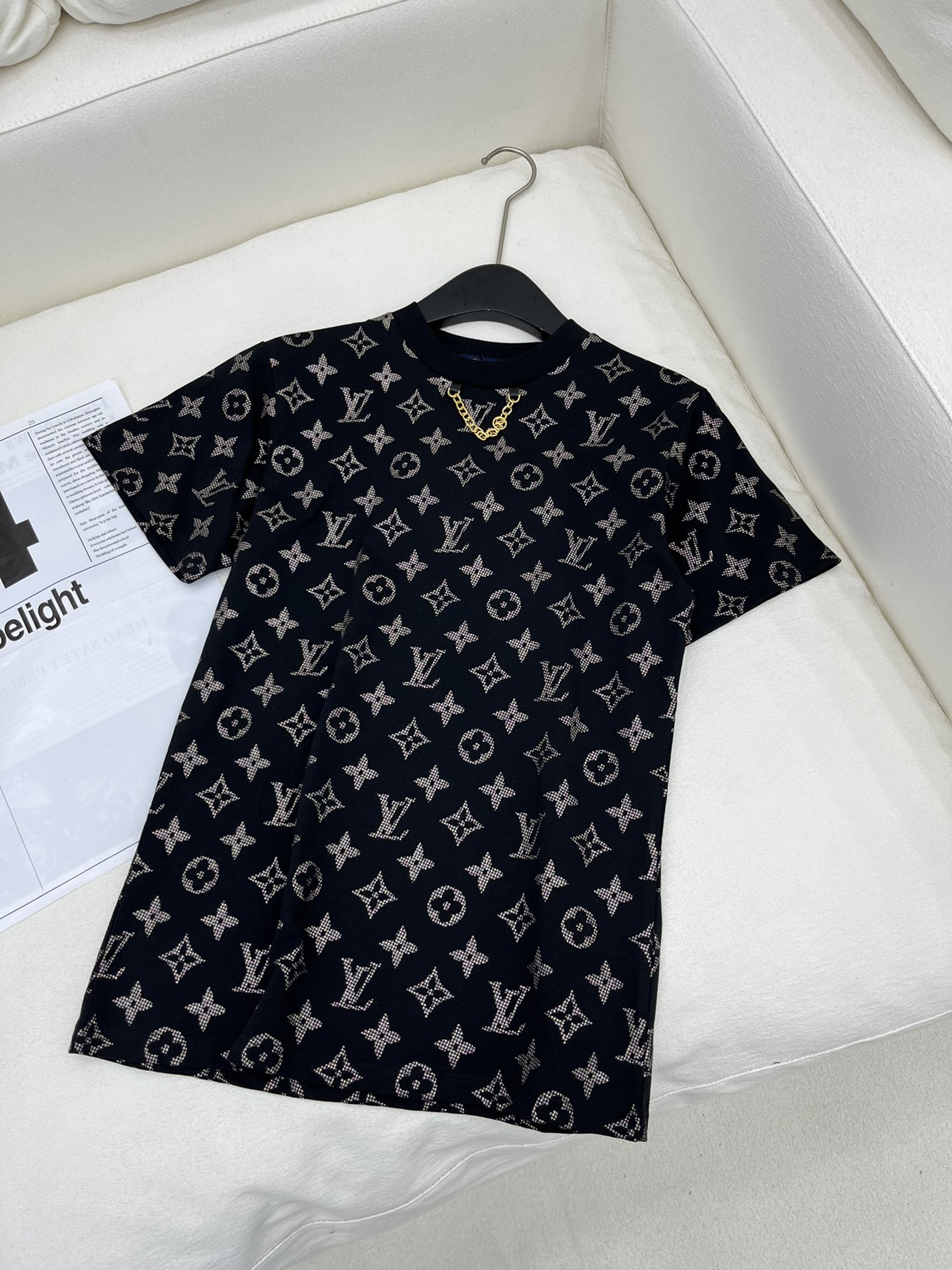 Louis Vuitton Ropa Camiseta Negro Blanco Impresión Manga corta