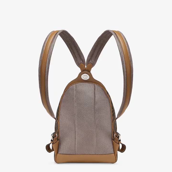 Fendi [Chiodo Small Handbag] Canvas Backpack Small F770 Brown Official Show