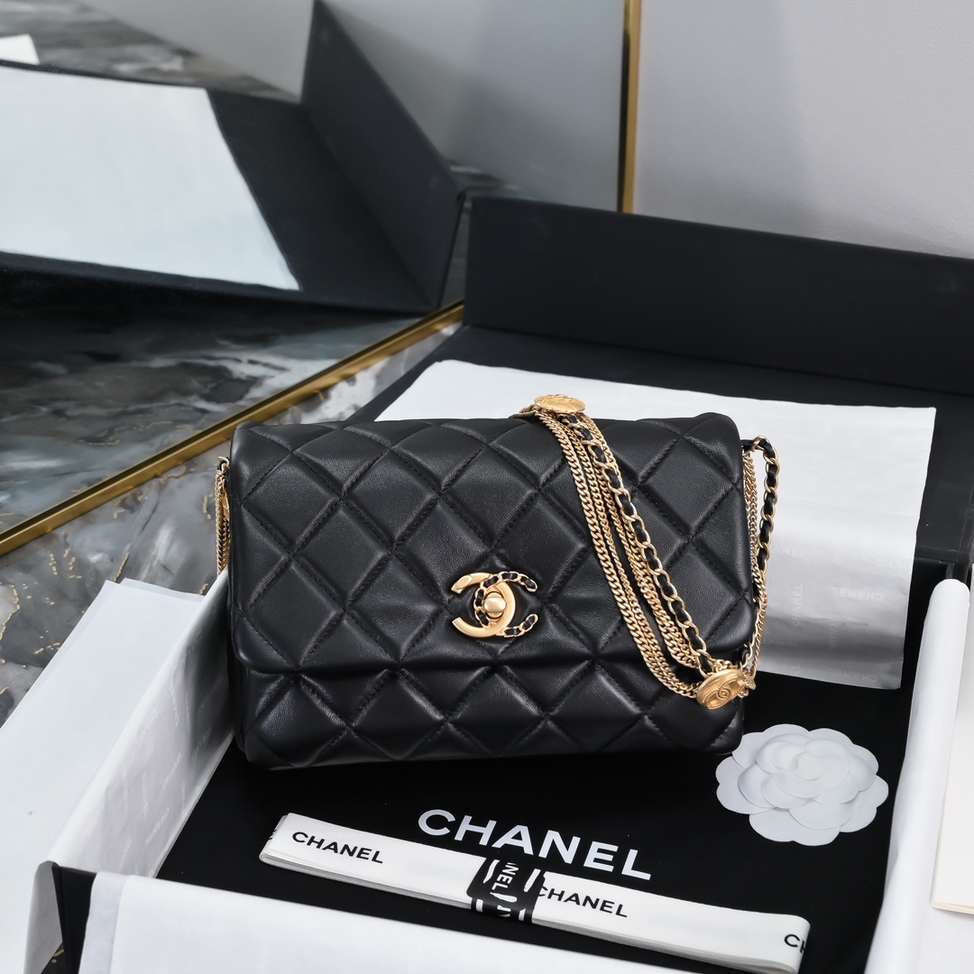 Chanel Classic Flap Bag Sacs À Bandoulière & À Épaule Or Vintage Peau de mouton La chaîne