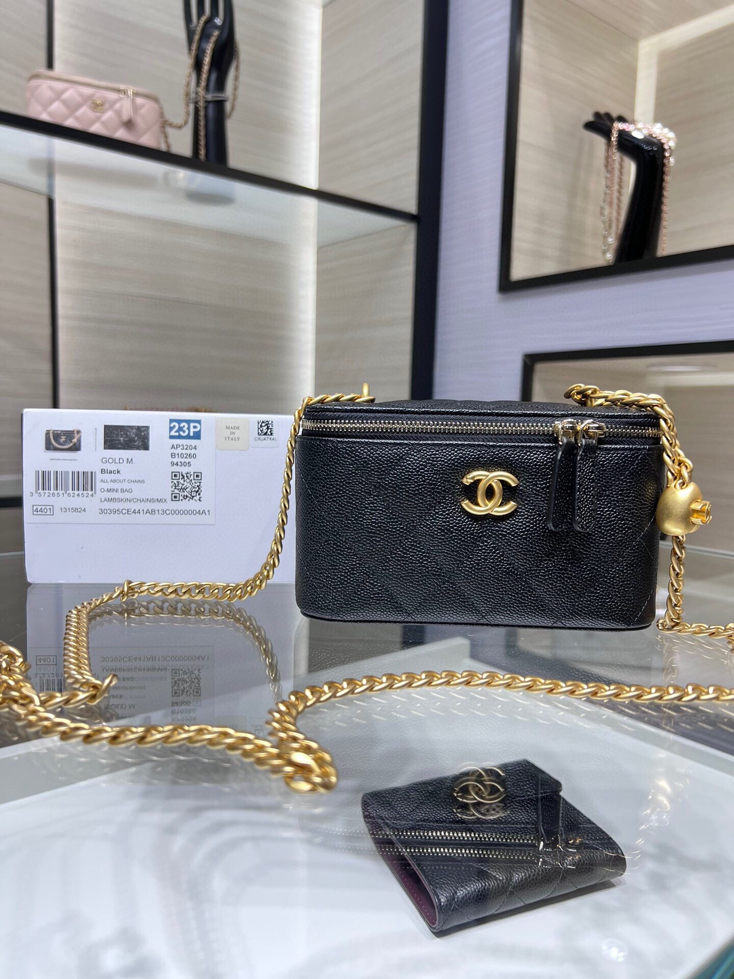 57 Ohanel 23P bolso de caja nuevo, la hebilla de ajuste de amor más hermosa, cadena ajustable, caviar, proceso de relie…