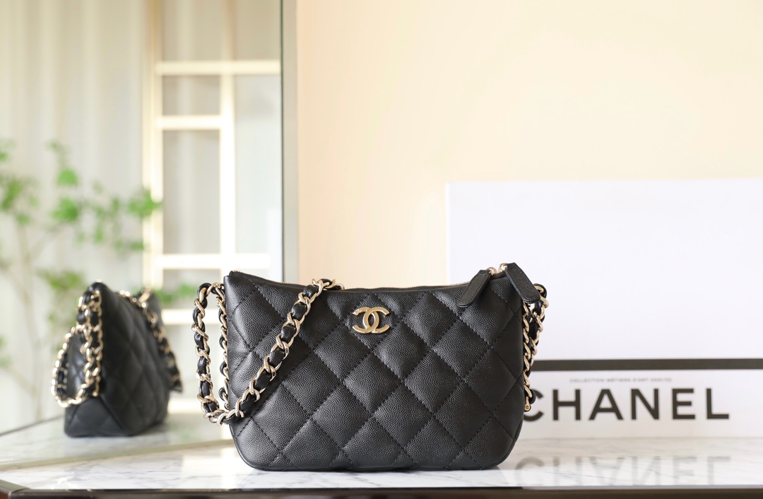 Chanel Crossbody & Shoulder Bags Black Gold Hardware Cowhide Spring/Summer Collection Underarm