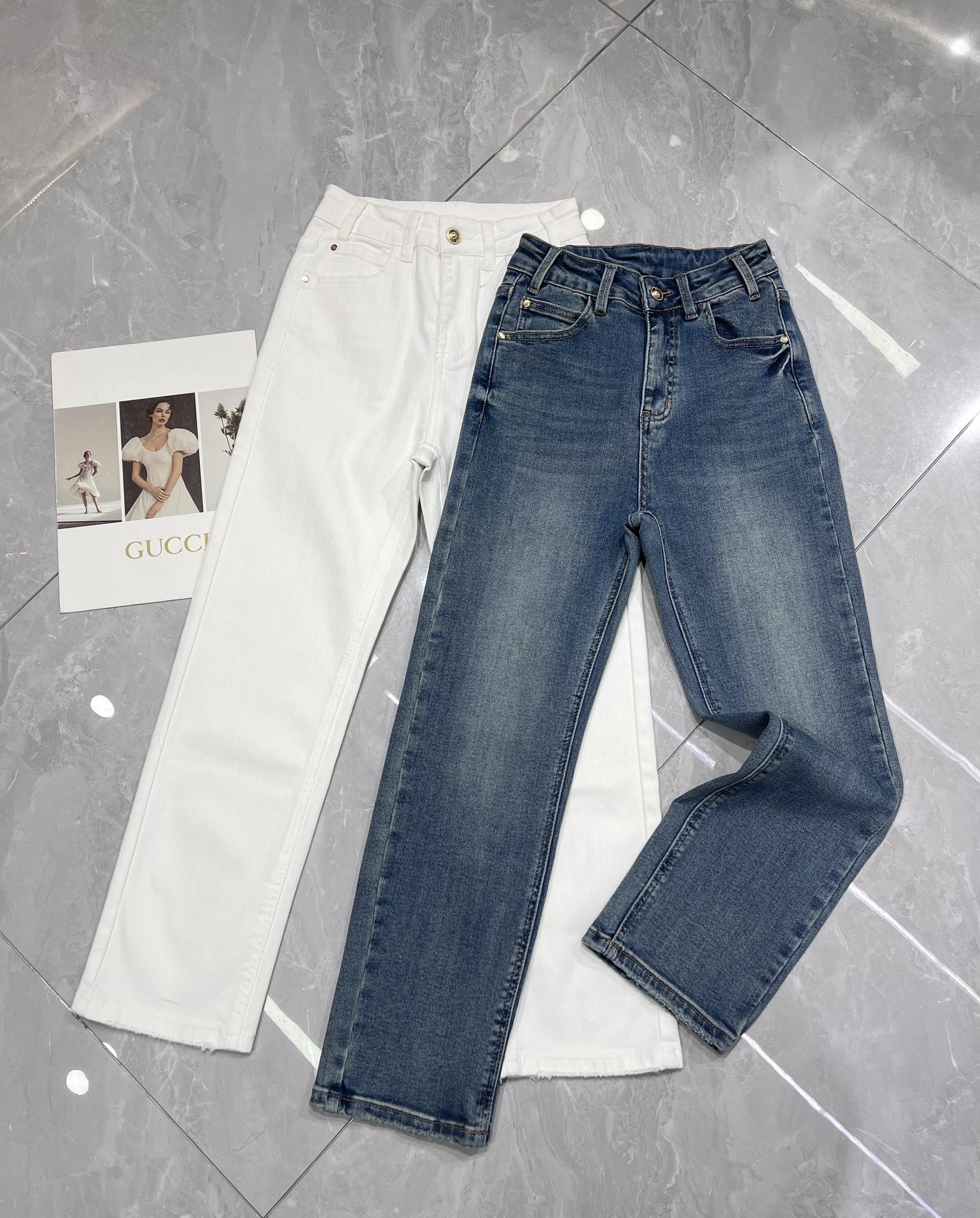 Versace Abbigliamento Jeans Pantaloni Designer di alta qualità
 Blu Bianco