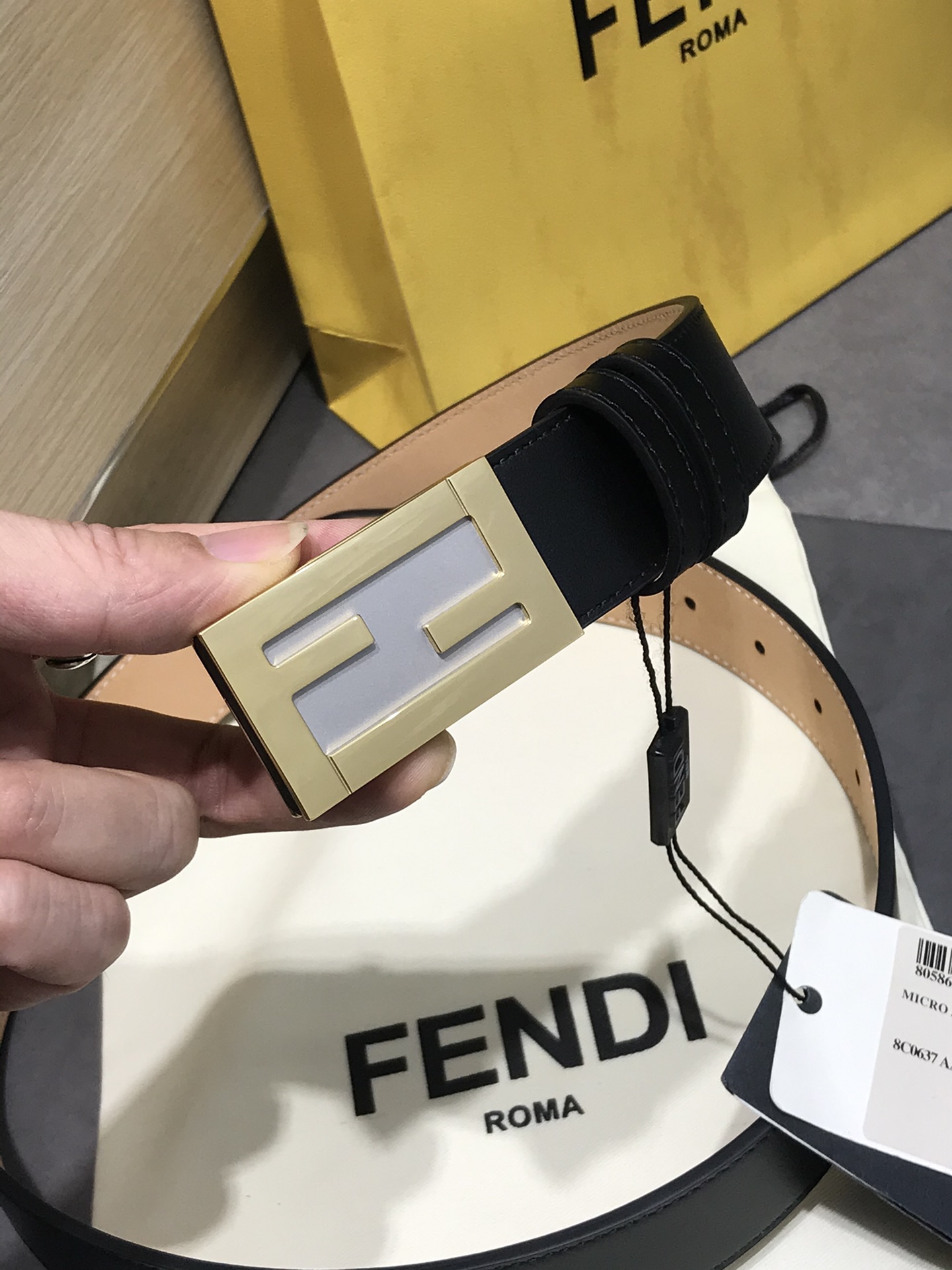 [Fendi Belts]Fendi FD width 35MM supports NFC chip scanning Logo shaped belt O