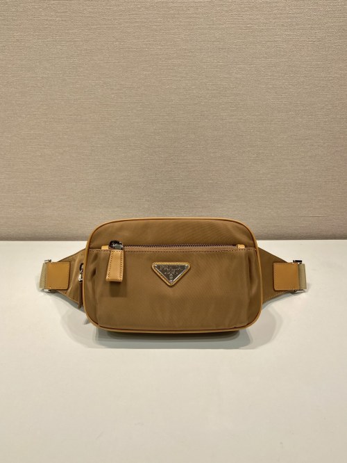 Prada Nylon Belt Bag with Adjustable Buckle - Cork Color, Unisex Design 1 Prada Nylon Belt Bag with Adjustable Buckle - Cork Color, Unisex Design