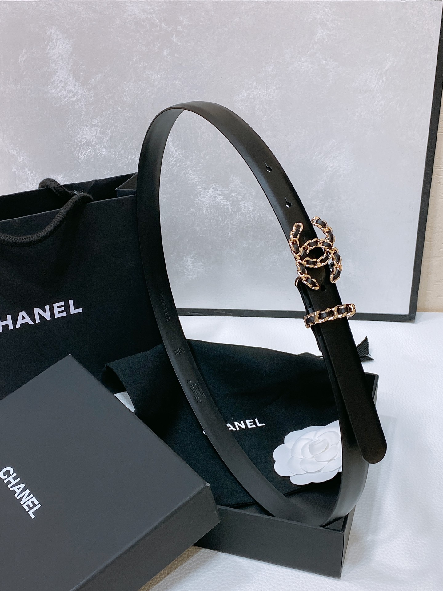 Chanel24c链条牛皮黑logo搭扣黄铜金属进口胎牛皮平纹带身饰有cc小logo手感柔软细腻2.0c