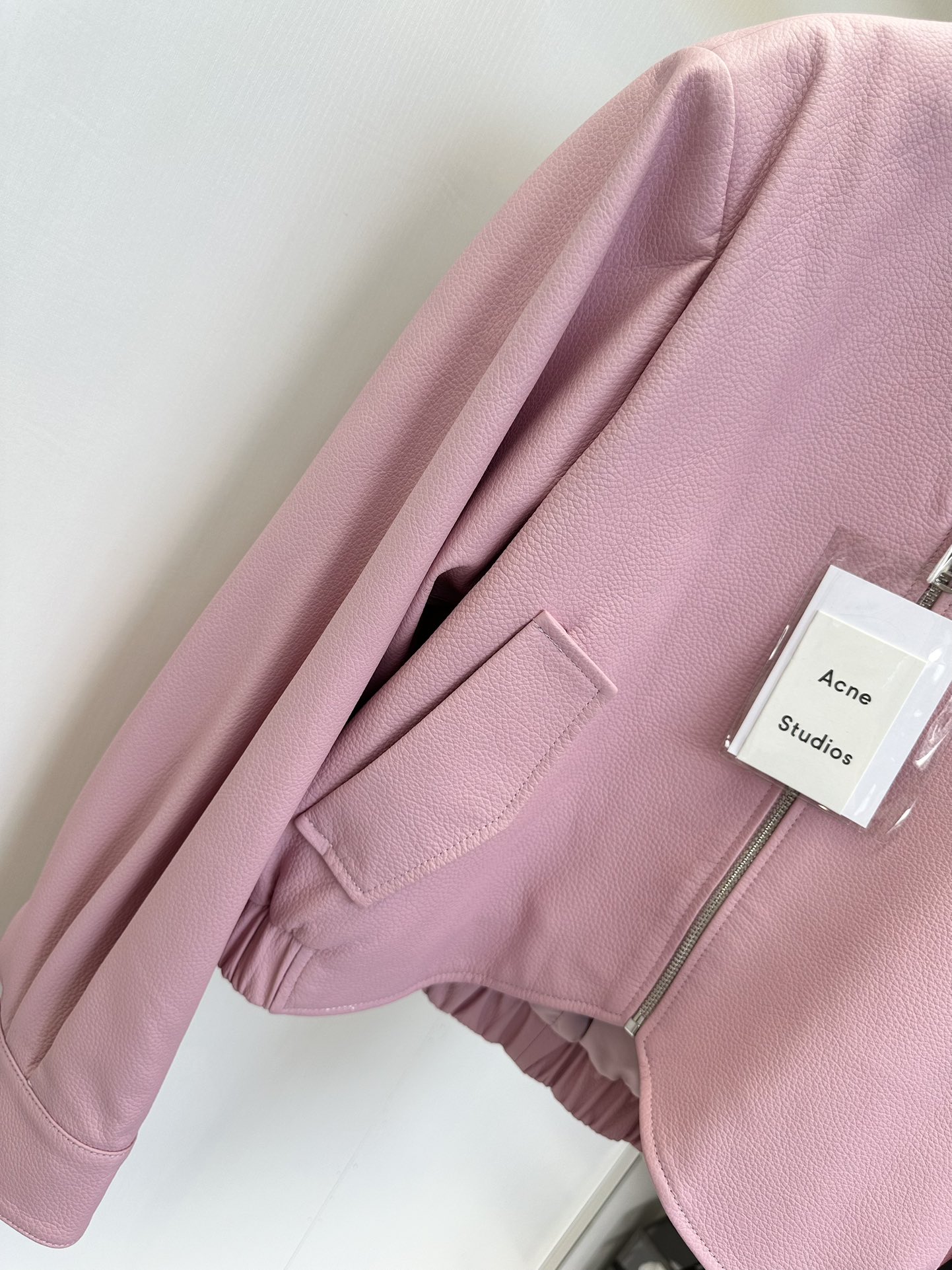 Women's Pink Leather Jacket - Soft Lambskin V-Neck Biker Coat 8 i1723520897 1912 6