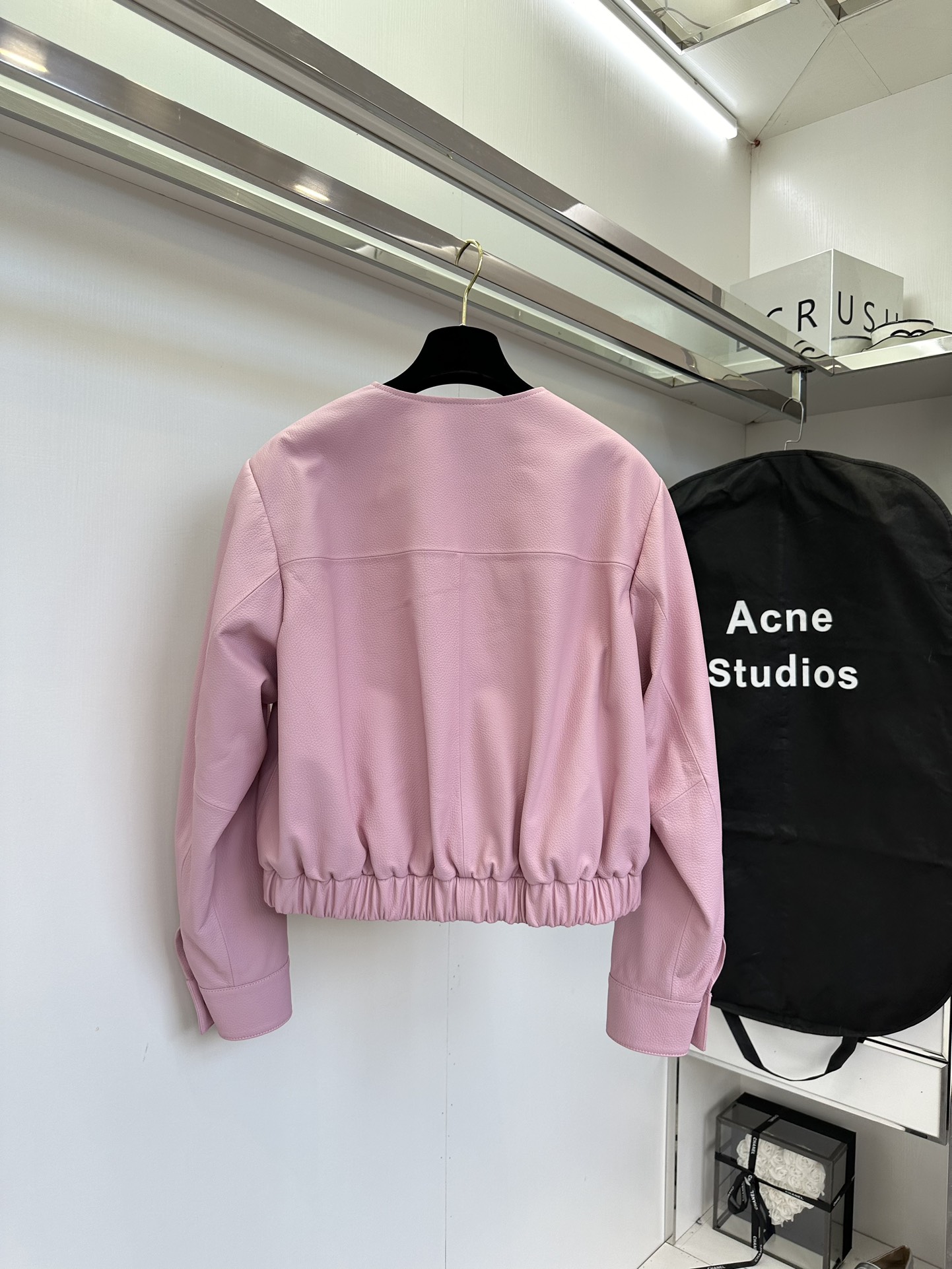 Women's Pink Leather Jacket - Soft Lambskin V-Neck Biker Coat 3 i1723520897 7759 1