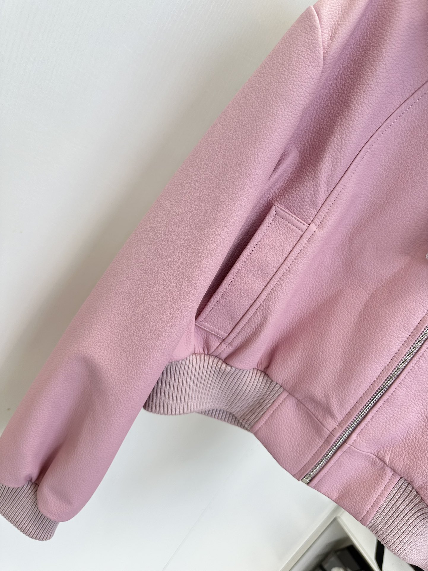 Pink Leather Jacket Women's Hooded Baseball Style, Genuine Cowhide, S-L 8 i1723521538 6192 6