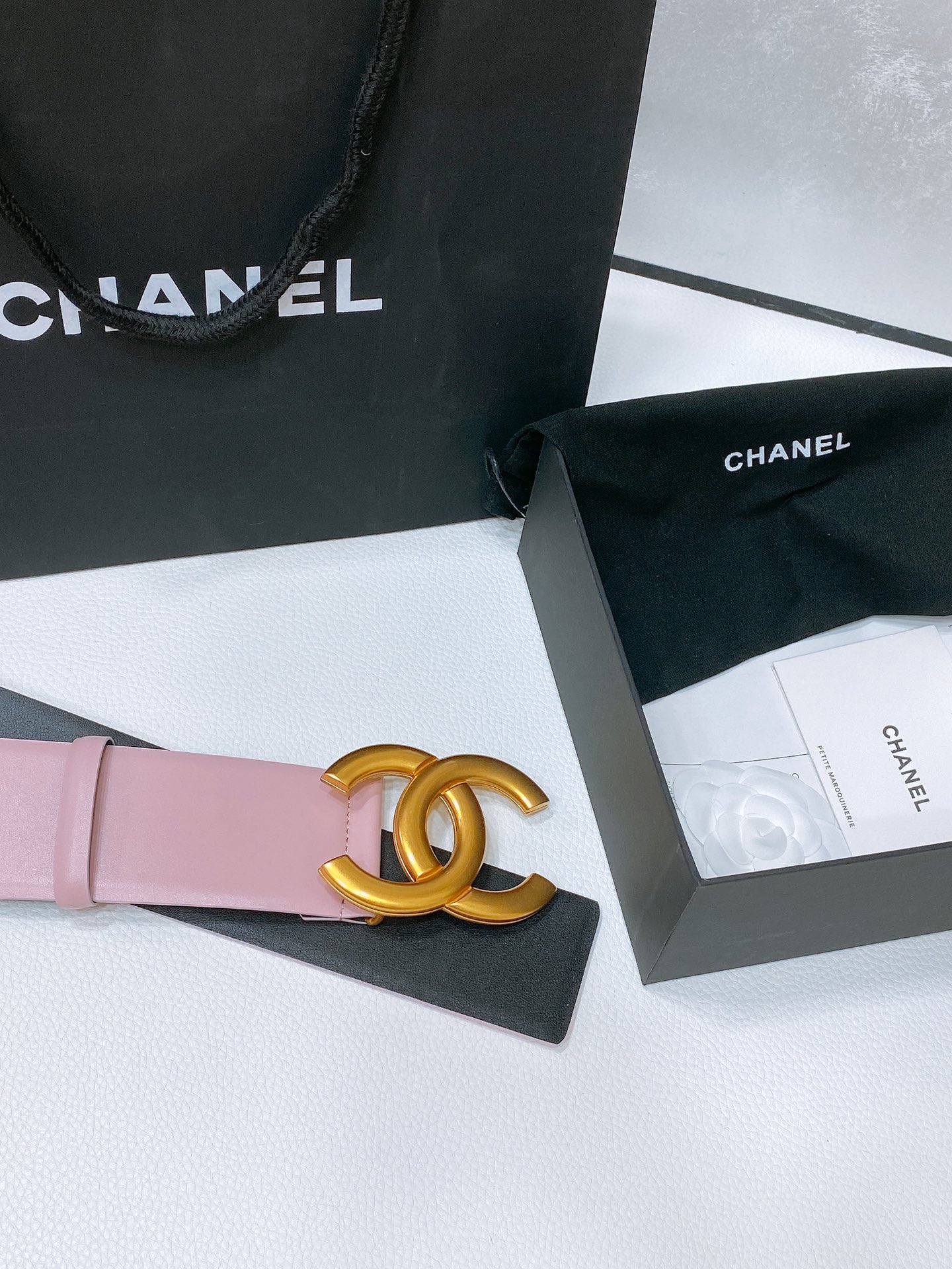 Chanel复古金扣小牛皮腰带简约经典手感柔软5.5cm