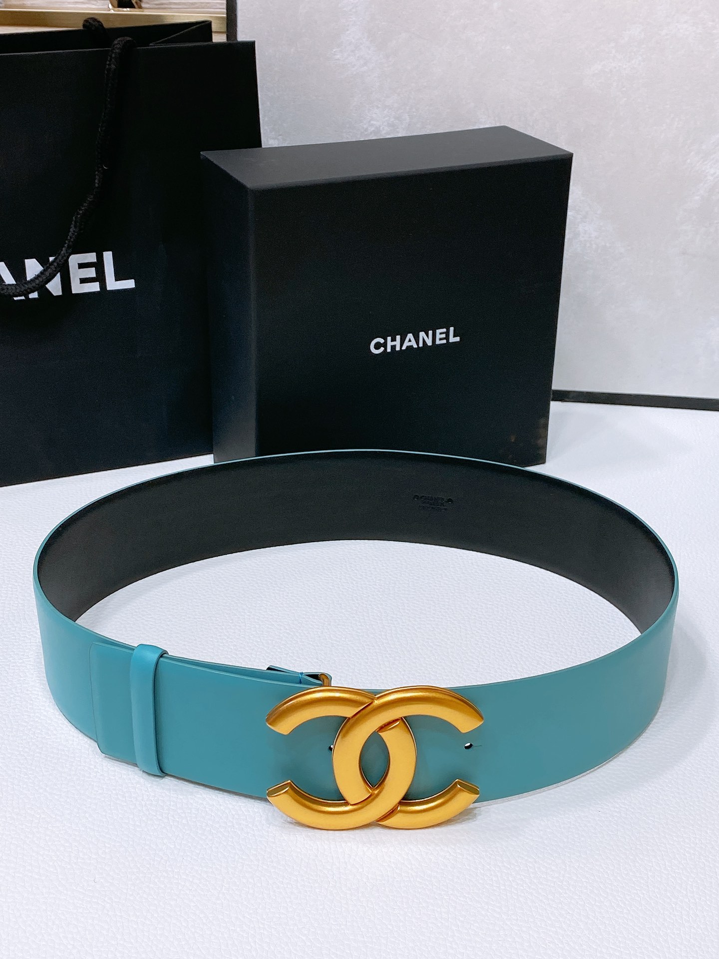 Chanel复古金扣小牛皮腰带简约经典手感柔软5.5cm