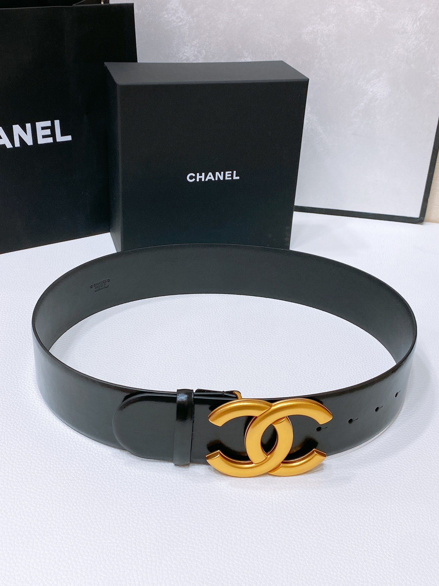 Chanel复古金扣小牛皮腰带简约经典手感柔软5.5cm