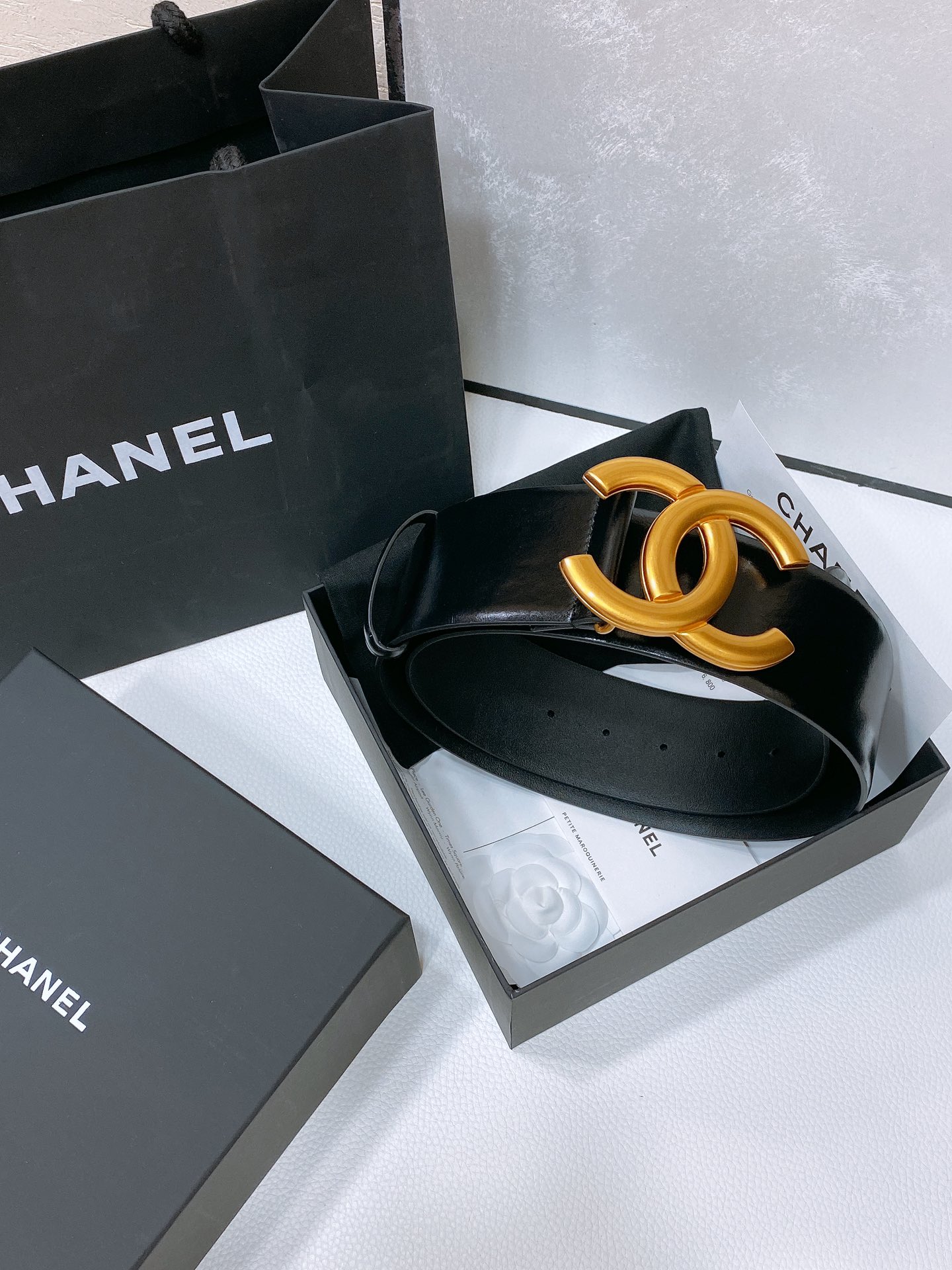 Chanel复古金扣小牛皮腰带简约经典手感柔软5.5cm