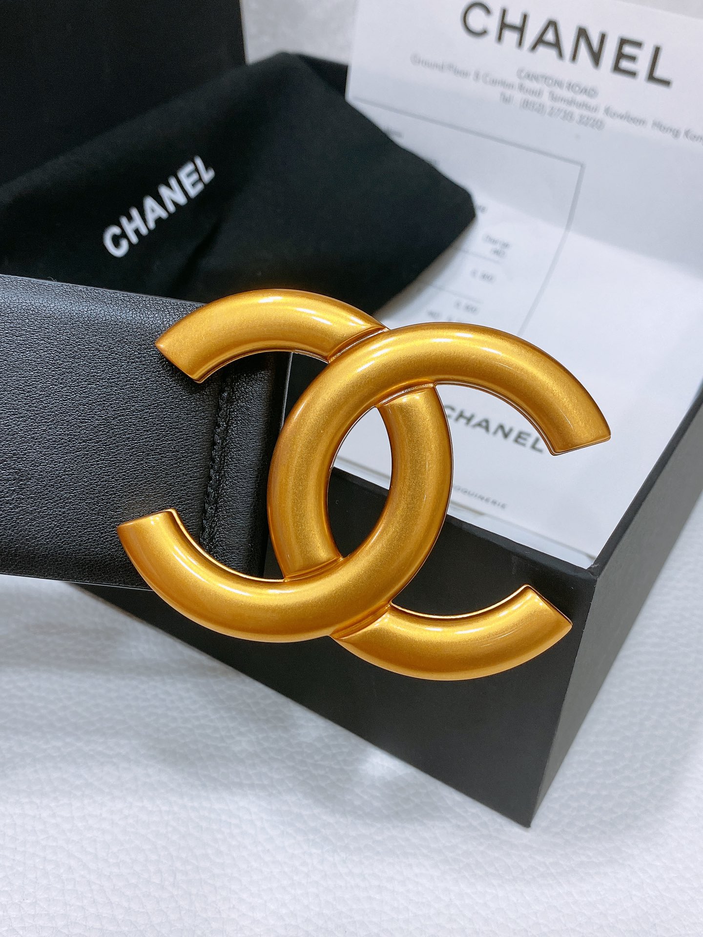 Chanel复古金扣小牛皮腰带简约经典手感柔软5.5cm