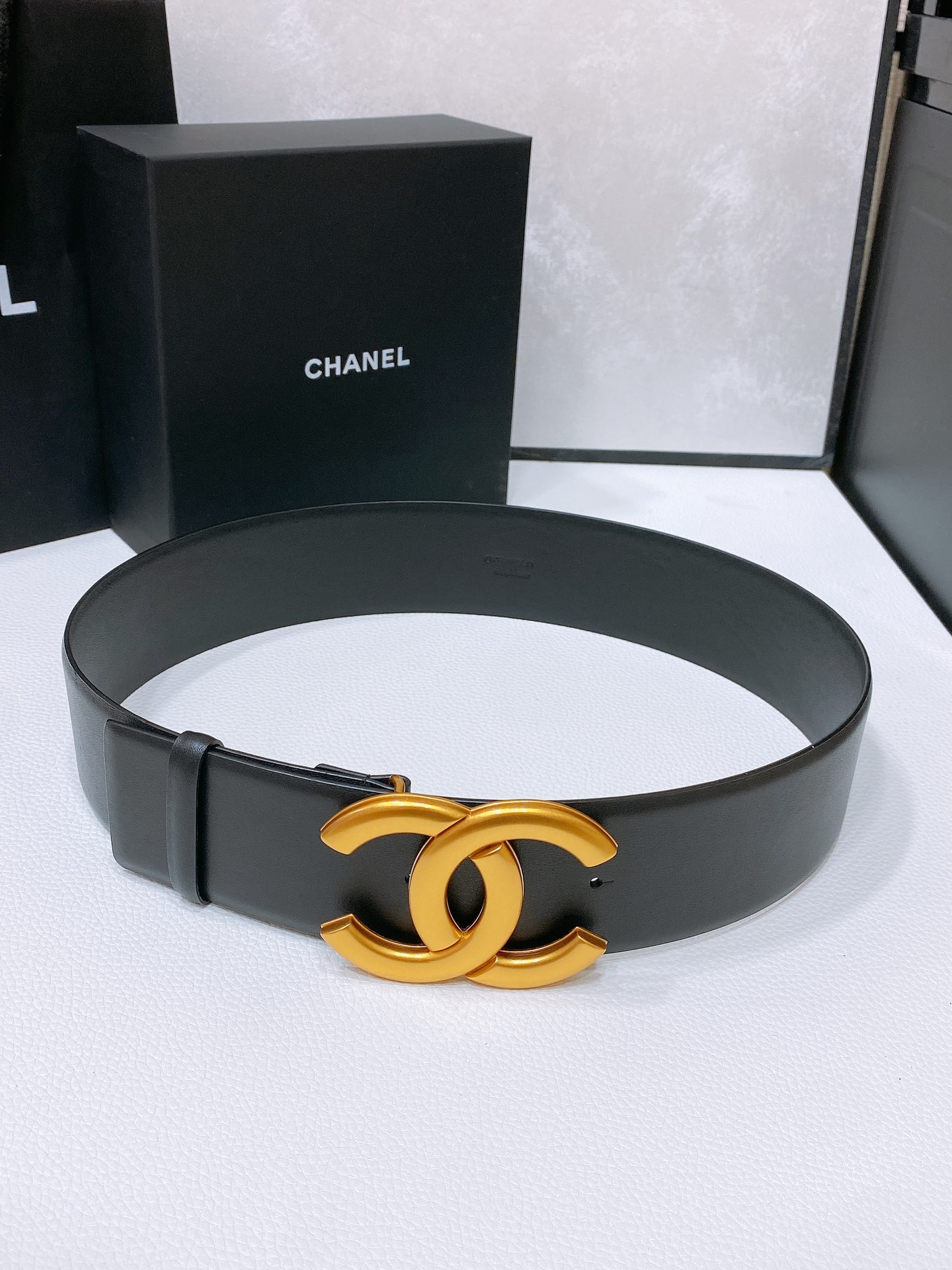 Chanel复古金扣小牛皮腰带简约经典手感柔软5.5cm