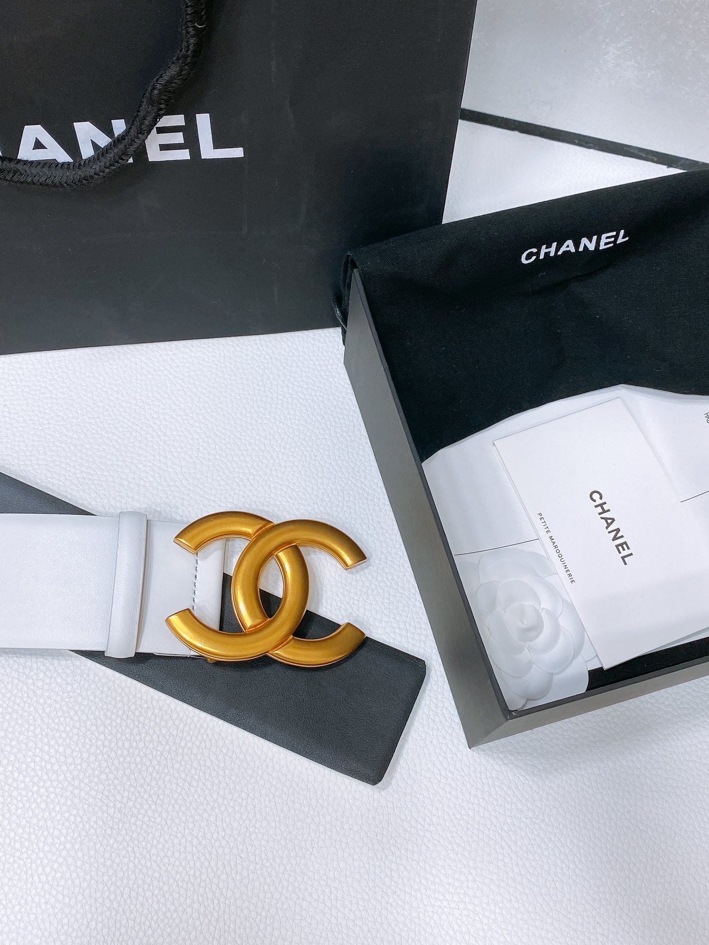 Chanel复古金扣小牛皮腰带简约经典手感柔软5.5cm