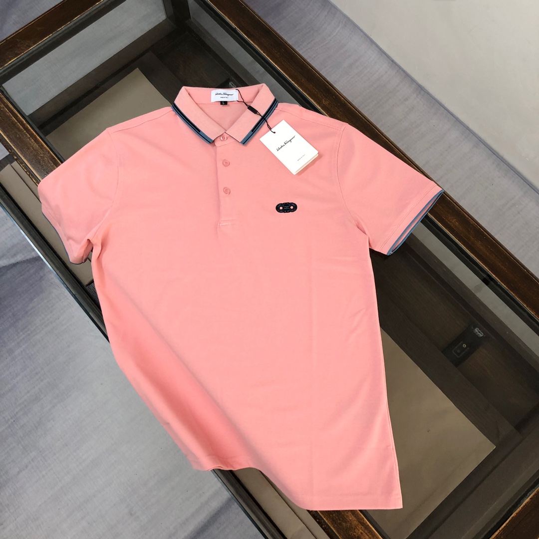 FALSO CARATE MEJOR EN LÍNEA
 Ferragamo Ropa Polo Camiseta Negro Gris Rosa Blanco Bordado Hombres Algodón Fashion Manga corta