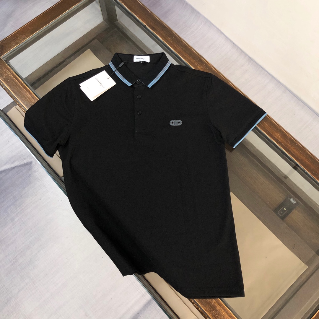 Ferragamo AAAAA
 Ropa Polo Camiseta Negro Gris Rosa Blanco Bordado Hombres Algodón Fashion Manga corta