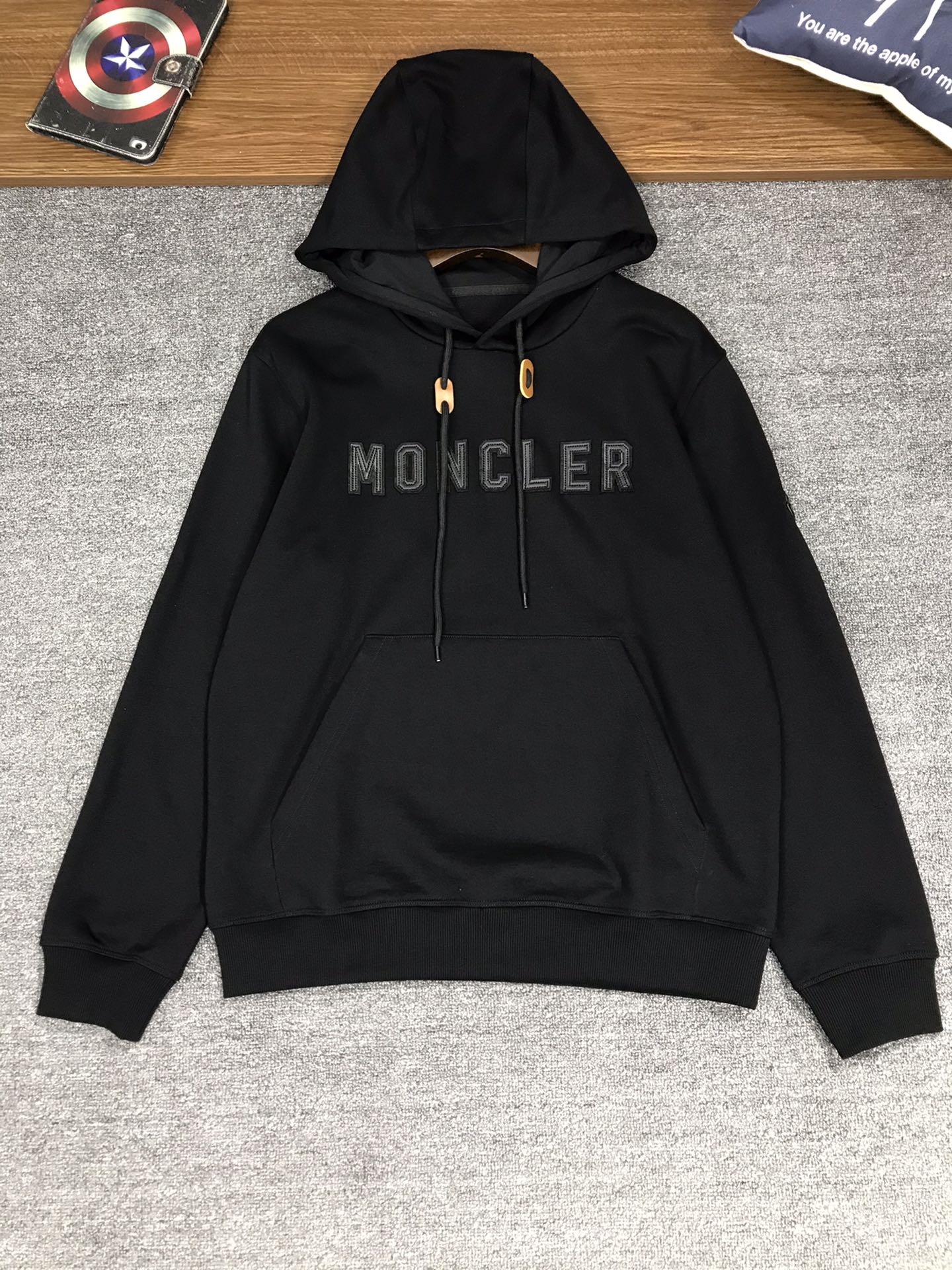 Moncler Clothing Coats & Jackets Hoodies Black Grey Embroidery Men Cotton Fall/Winter Collection Fashion Hooded Top