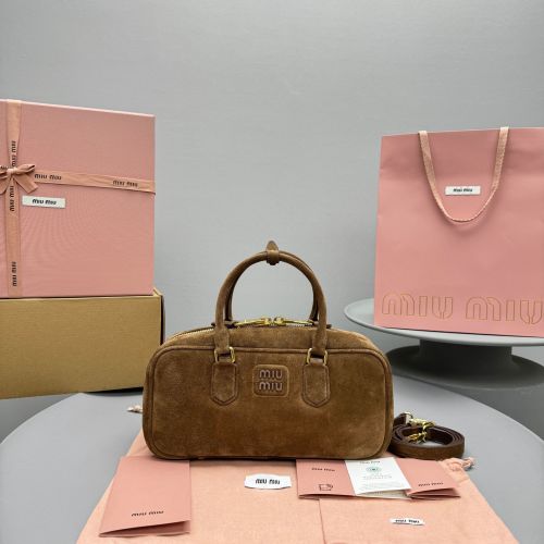 Miu Miu Vintage Style Brown Suede Leather Top Handle Bag, 27cm 1 Miu Miu Vintage Style Brown Suede Leather Top Handle Bag, 27cm