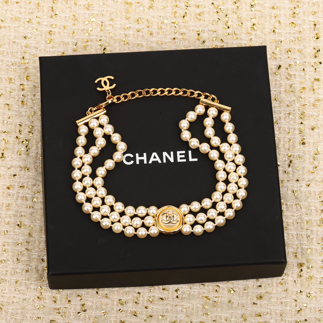 Chanel Joyas Collar Rosa Resina Fashion