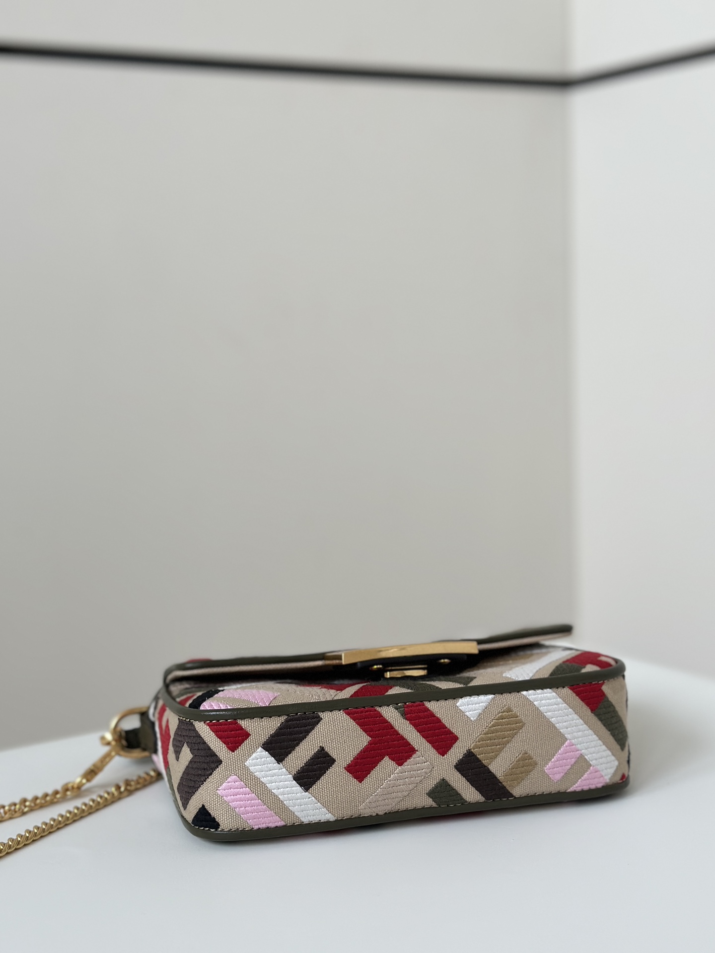 Fendi Baguette Canvas Baguette with FF Embroidery and Chain Strap 5 i1723779852 2388 3